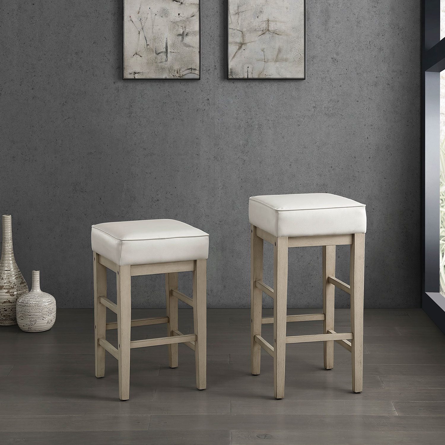 Pittsville Bar Stool - Antique White - Set of Two - Image 2