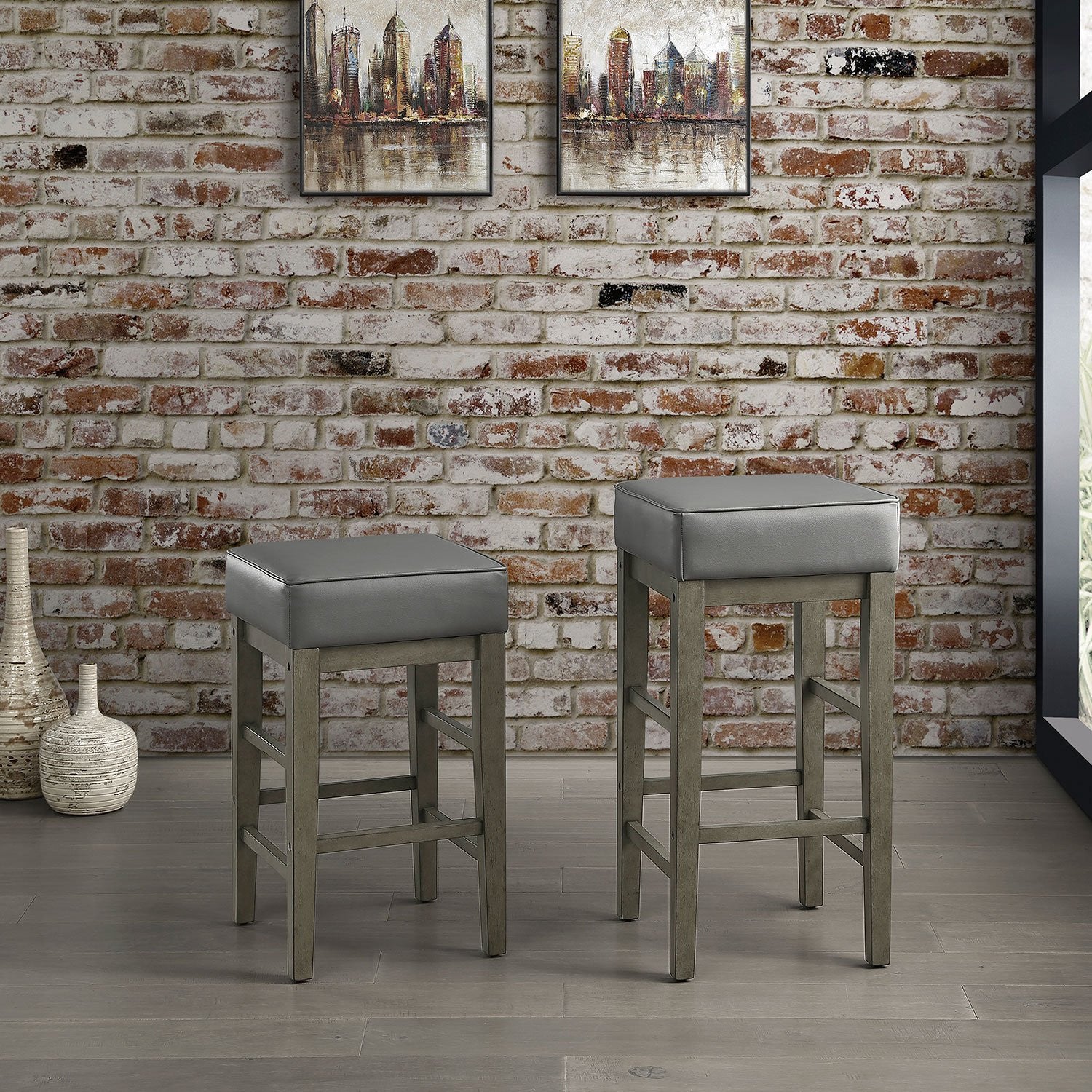 Pittsville Counter Stool - Grey - Set of Two - Image 2