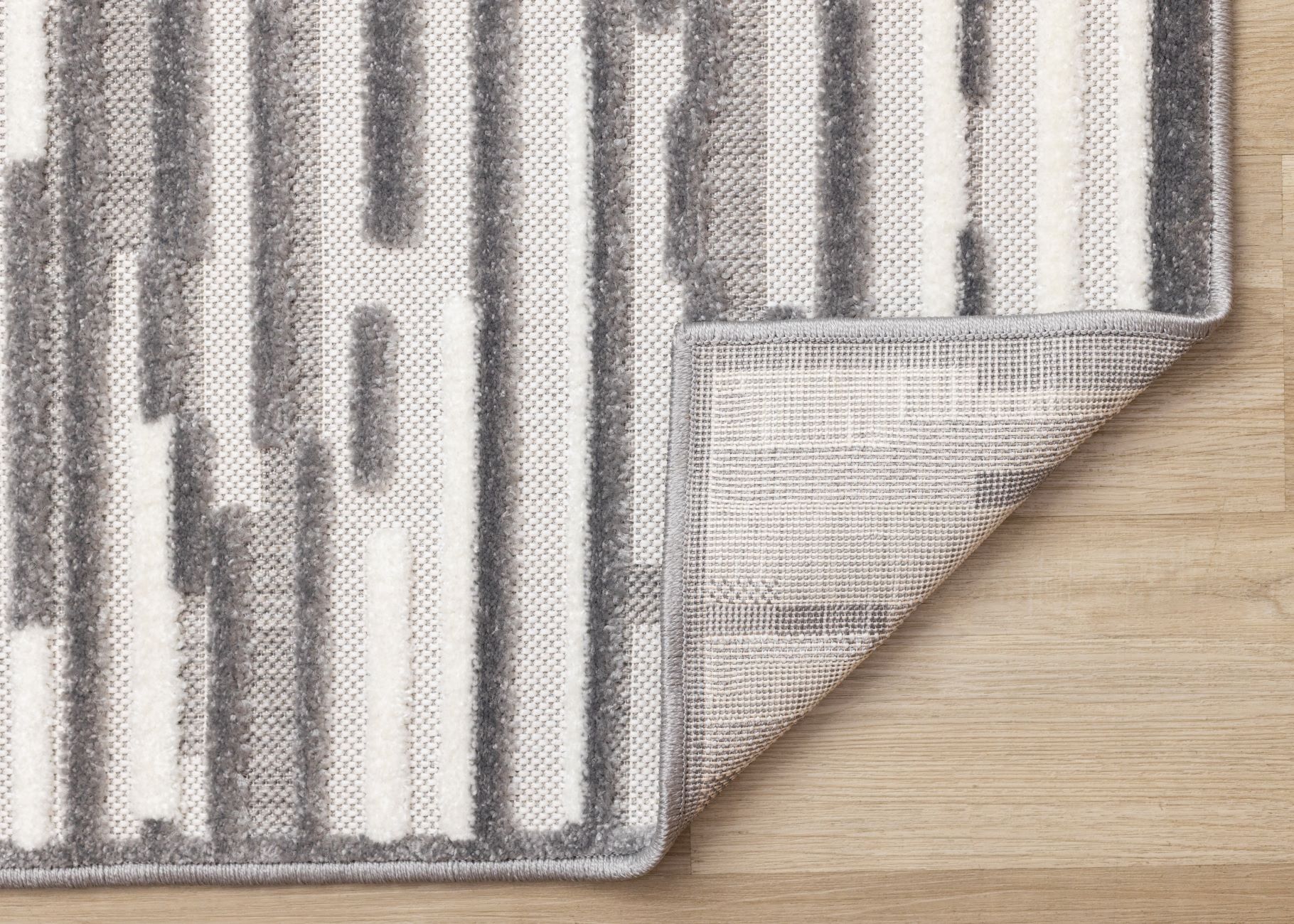 Pixel Drift 5'3" x 7'7" Broken Lines Design Area Rug - Grey, White - Image 4