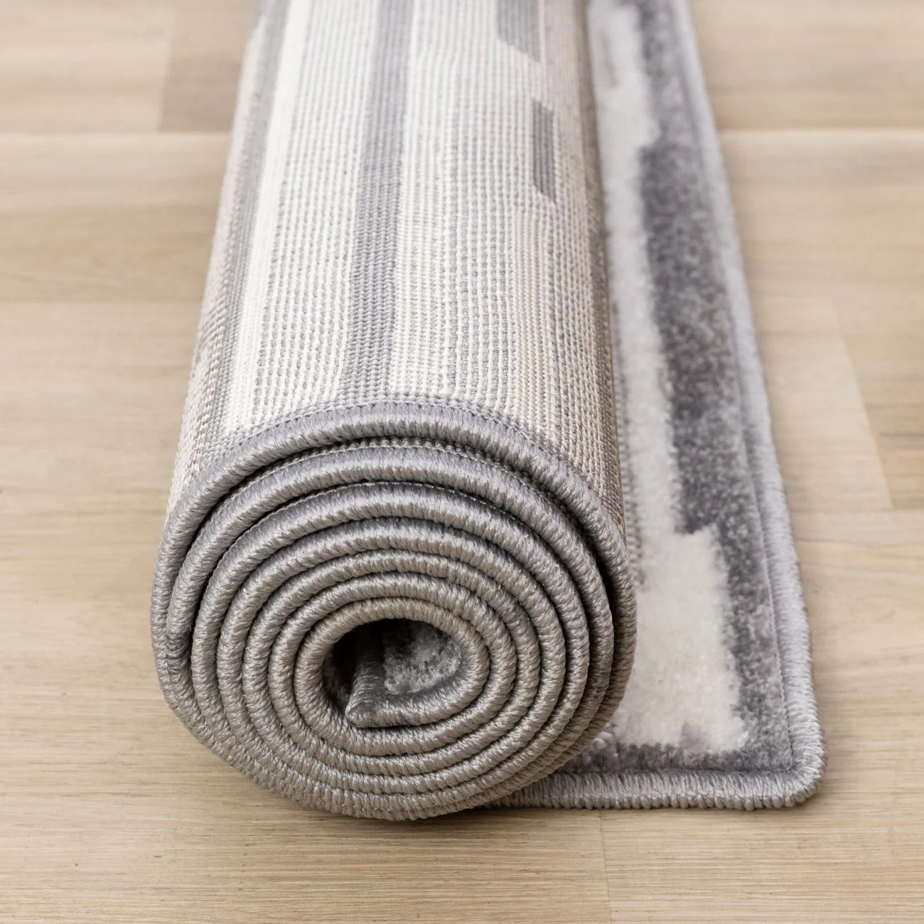 Pixel Drift 5'3" x 7'7" Broken Lines Design Area Rug - Grey, White - Image 9