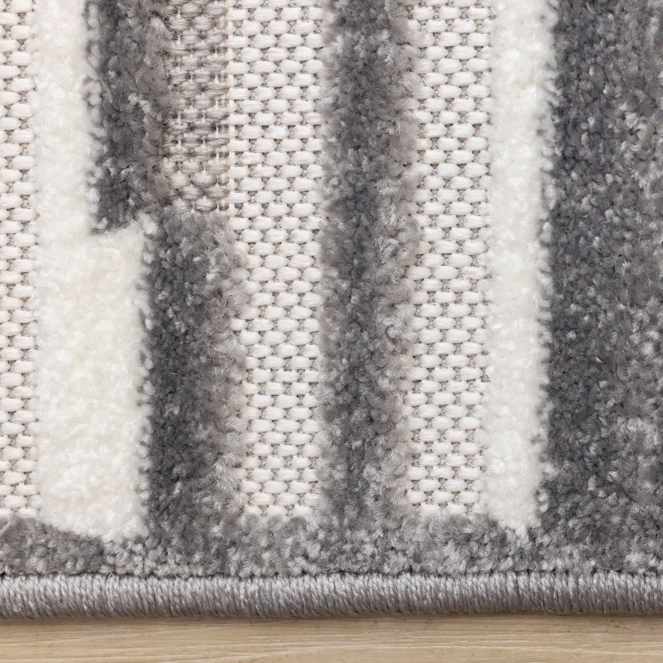 Pixel Drift 6'7" x 9'6" Broken Lines Design Area Rug - Grey, White - Image 8