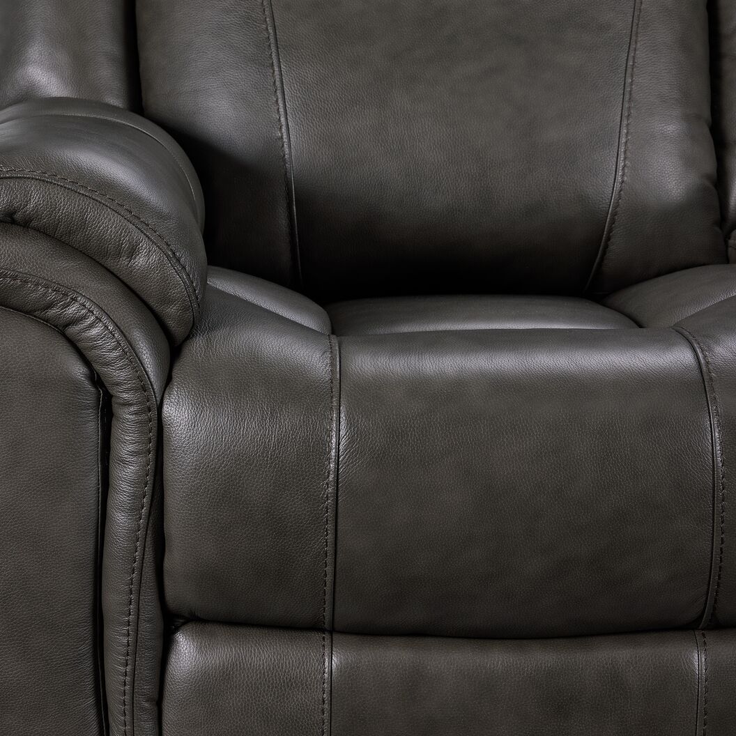 Plaza Leather Reclining Sofa and Rocker Recliner Set - Grey - Image 10