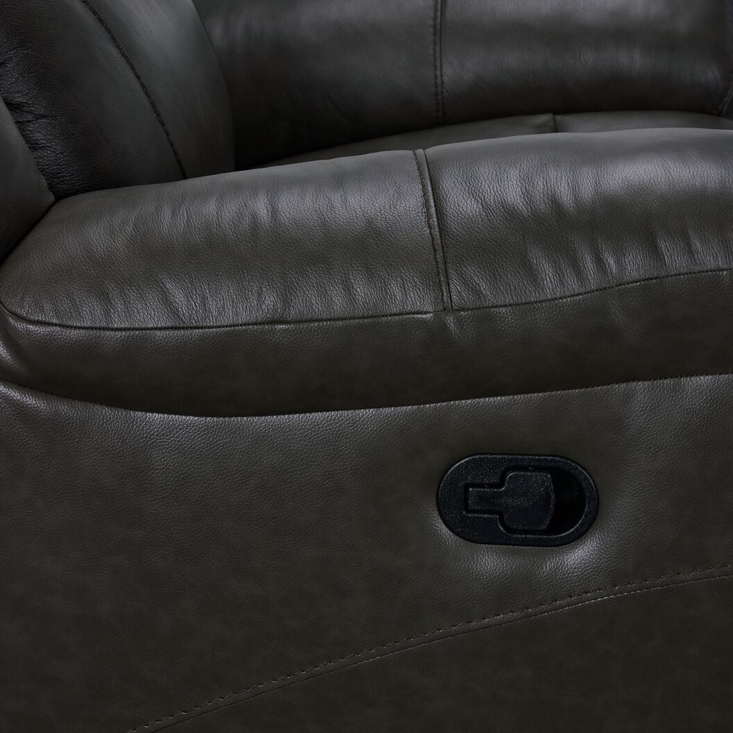 Plaza Leather Reclining Sofa and Rocker Recliner Set - Grey - Image 11