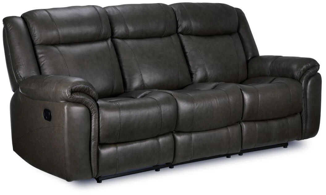 Plaza Leather Reclining Sofa and Rocker Recliner Set - Grey - Image 2