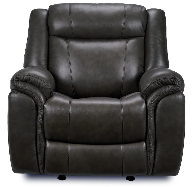Plaza Leather Reclining Sofa and Rocker Recliner Set - Grey - Image 9