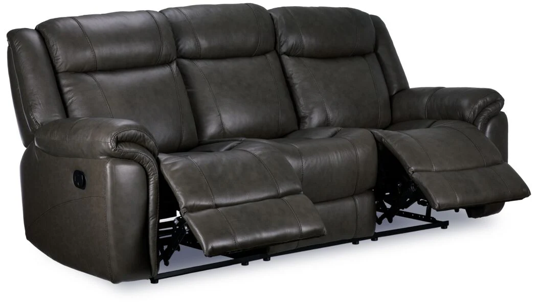 Plaza Leather Reclining Sofa - Grey - Image 2