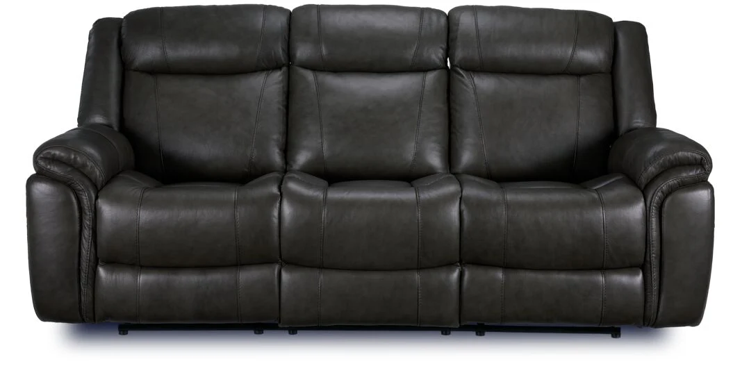 Plaza Leather Reclining Sofa - Grey - Image 3
