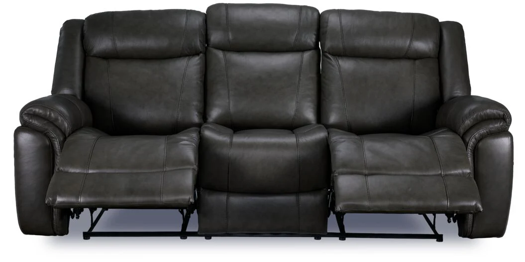 Plaza Leather Reclining Sofa - Grey - Image 4