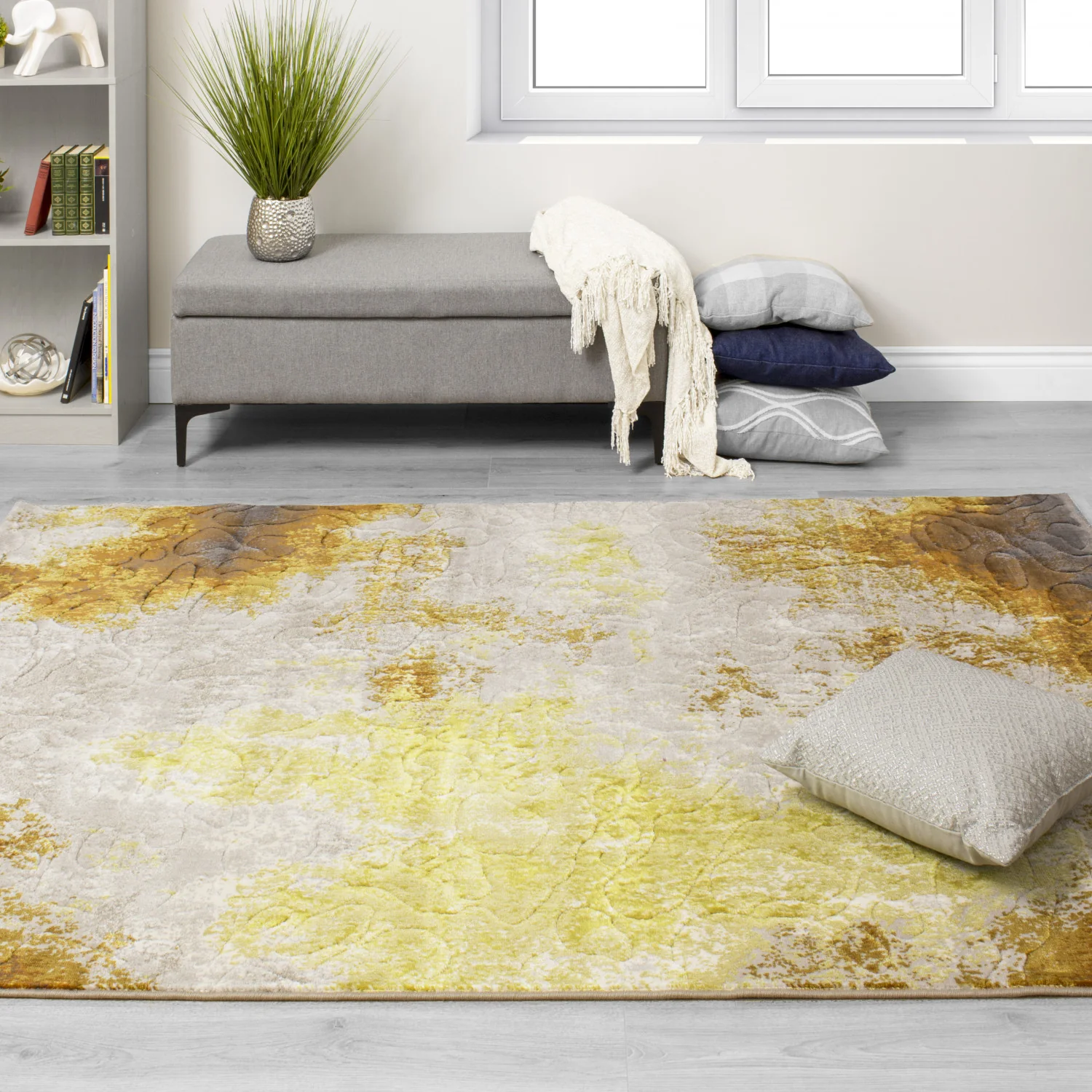 Pollo Distressed Abstract Area Rug - 5' X 8' Cream/Orange - Image 3