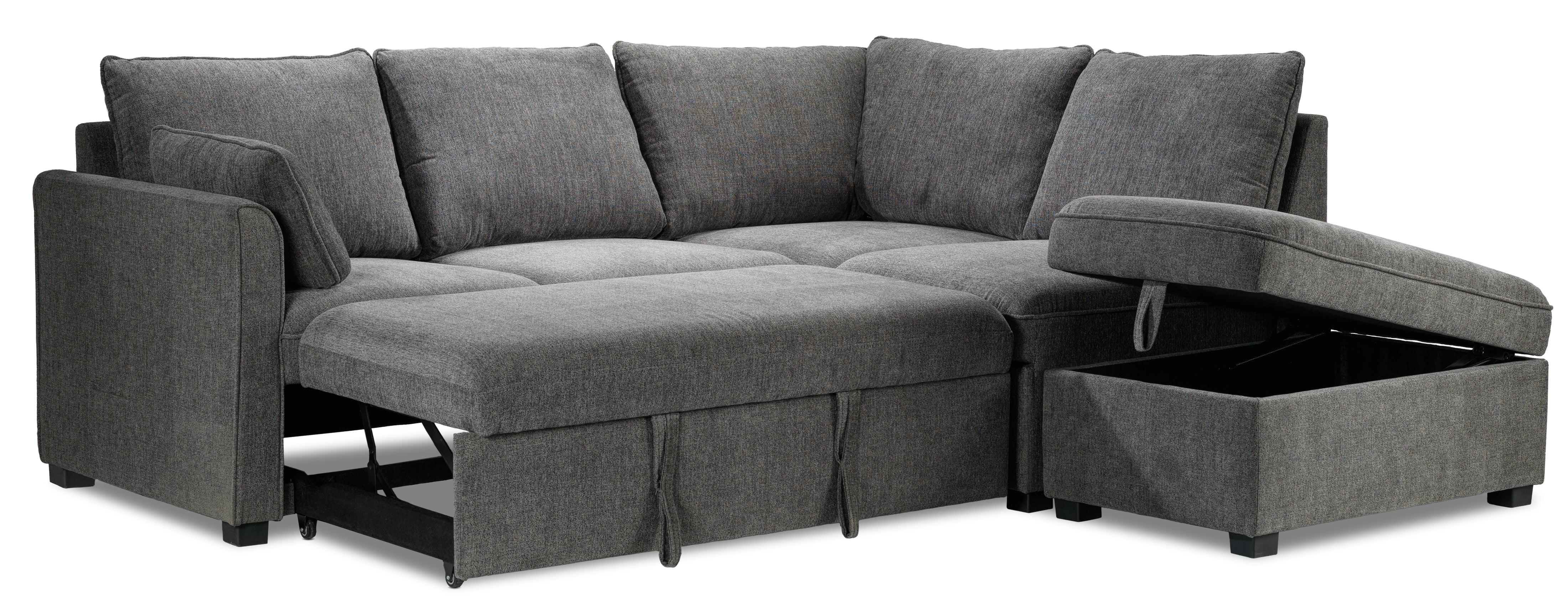 Portland 3-Piece Sectional with Left-Facing Pop-Up Bed - Grey - Image 12