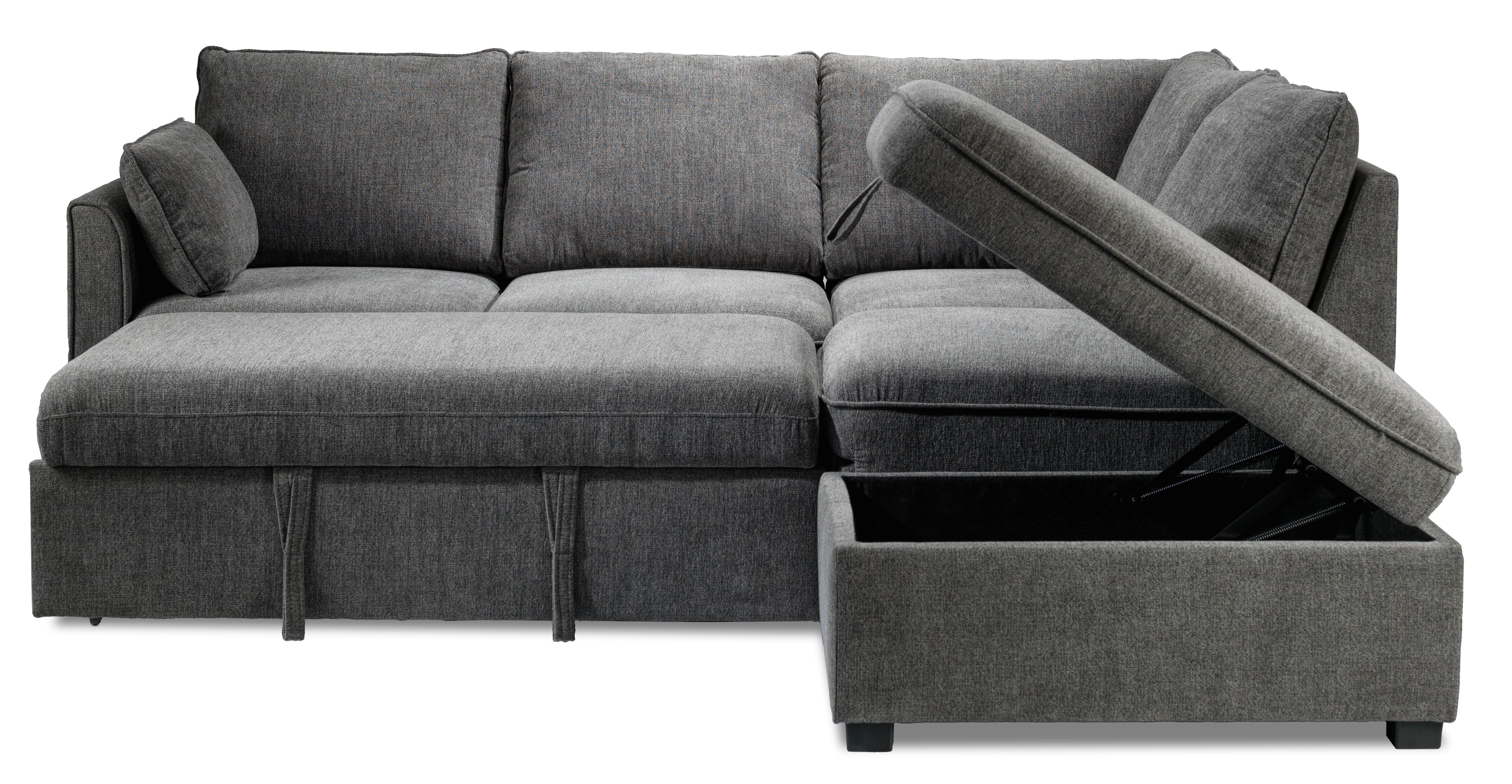 Portland 3-Piece Sectional with Left-Facing Pop-Up Bed - Grey - Image 8