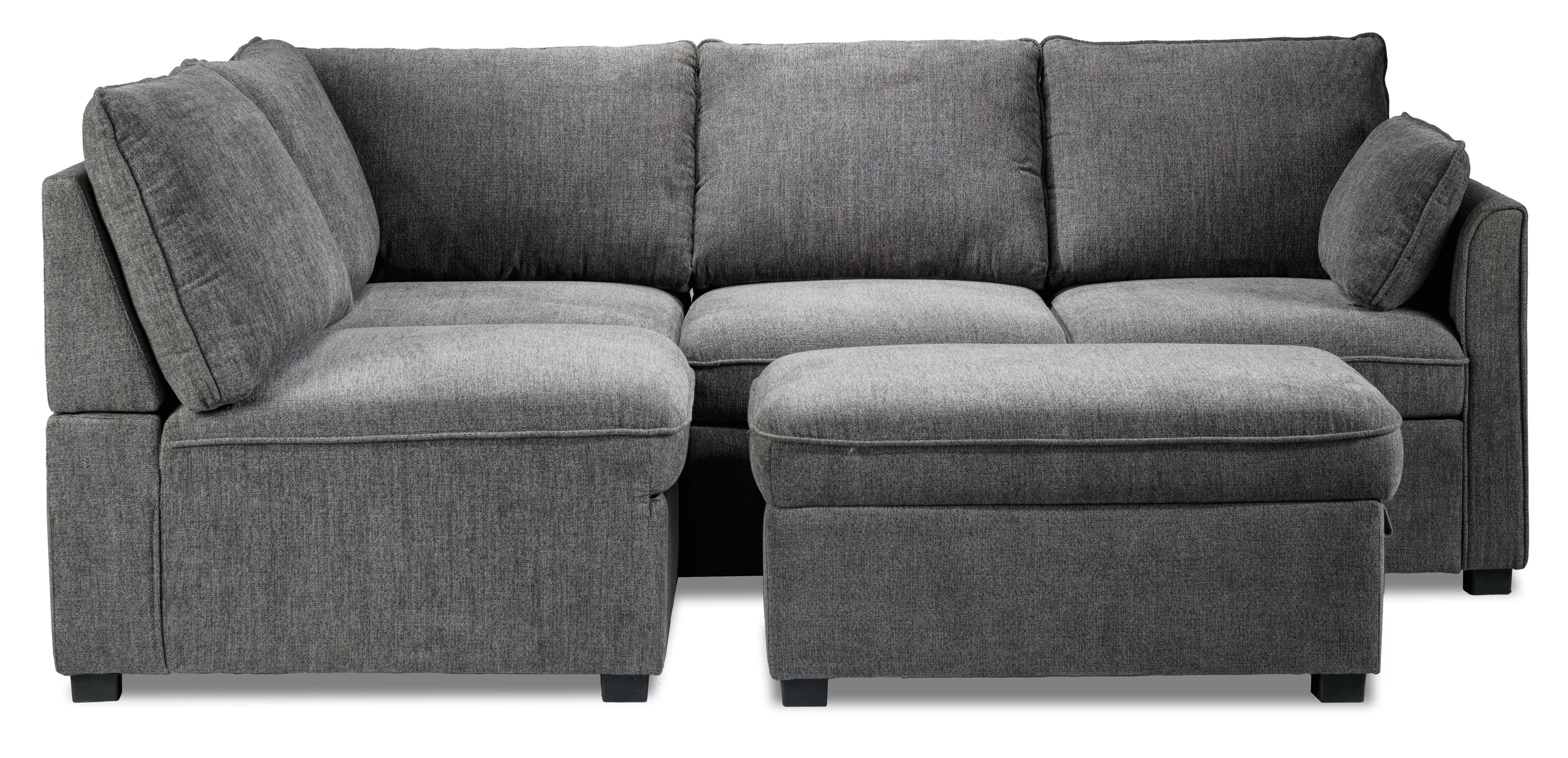 Portland 3-Piece Sectional with Right-Facing Pop-Up Bed - Grey - Image 10