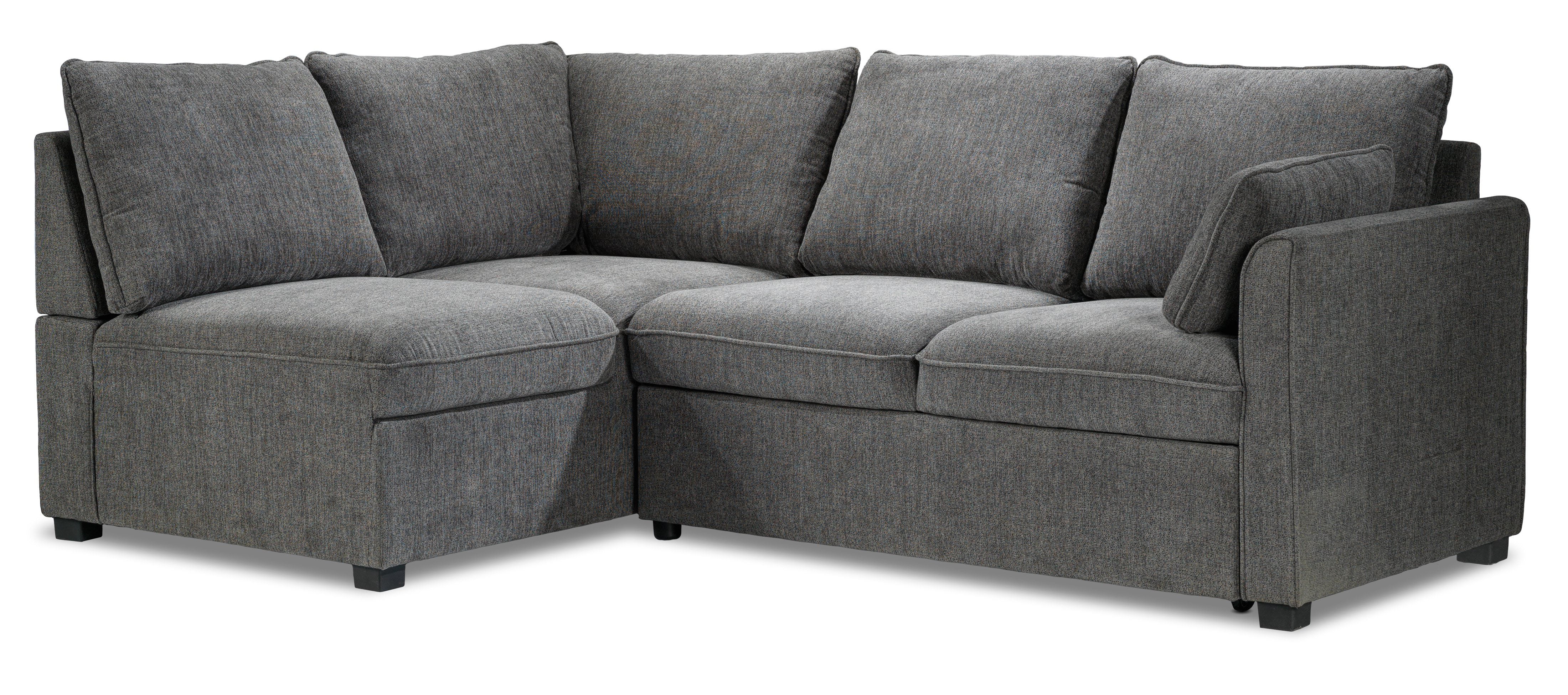 Portland 3-Piece Sectional with Right-Facing Pop-Up Bed - Grey - Image 3