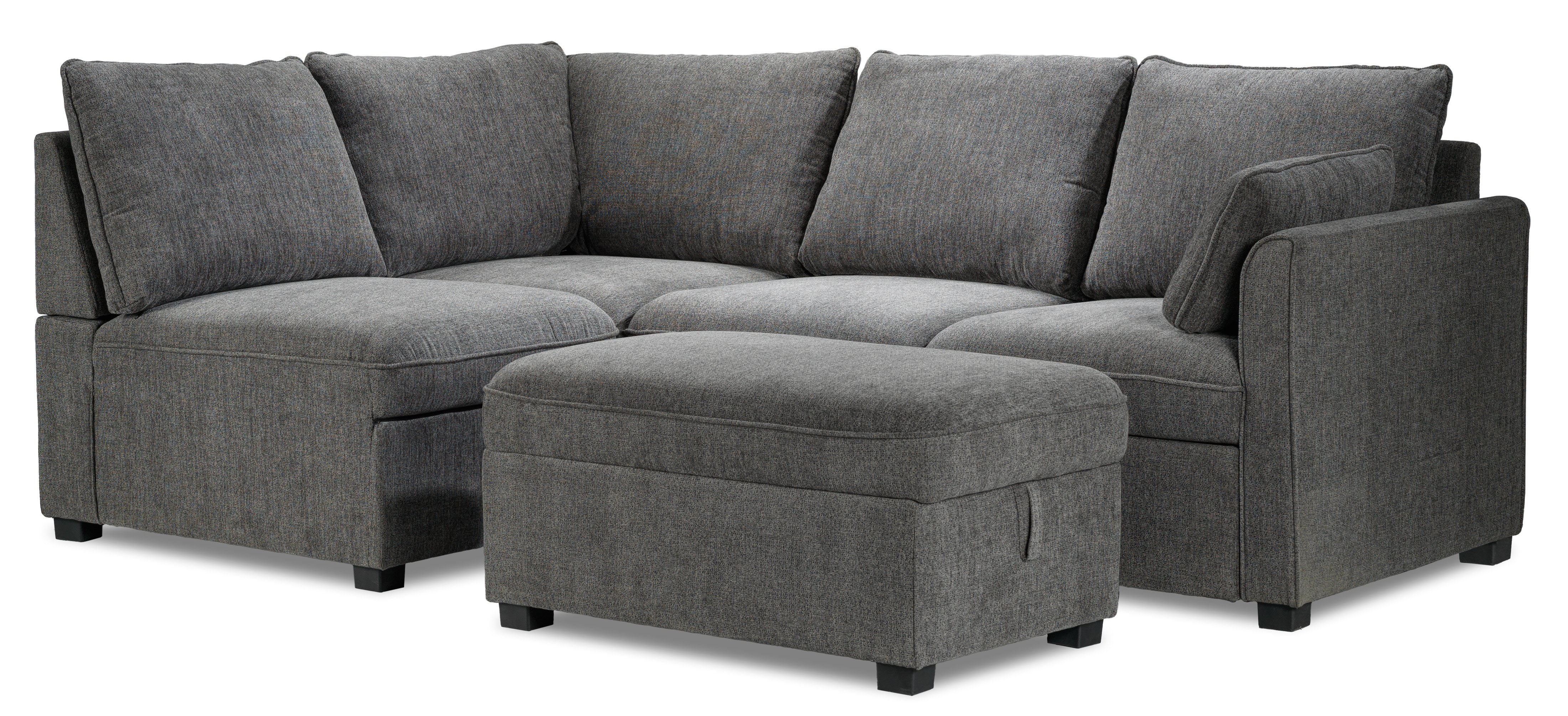 Portland 3-Piece Sectional with Right-Facing Pop-Up Bed - Grey - Image 7