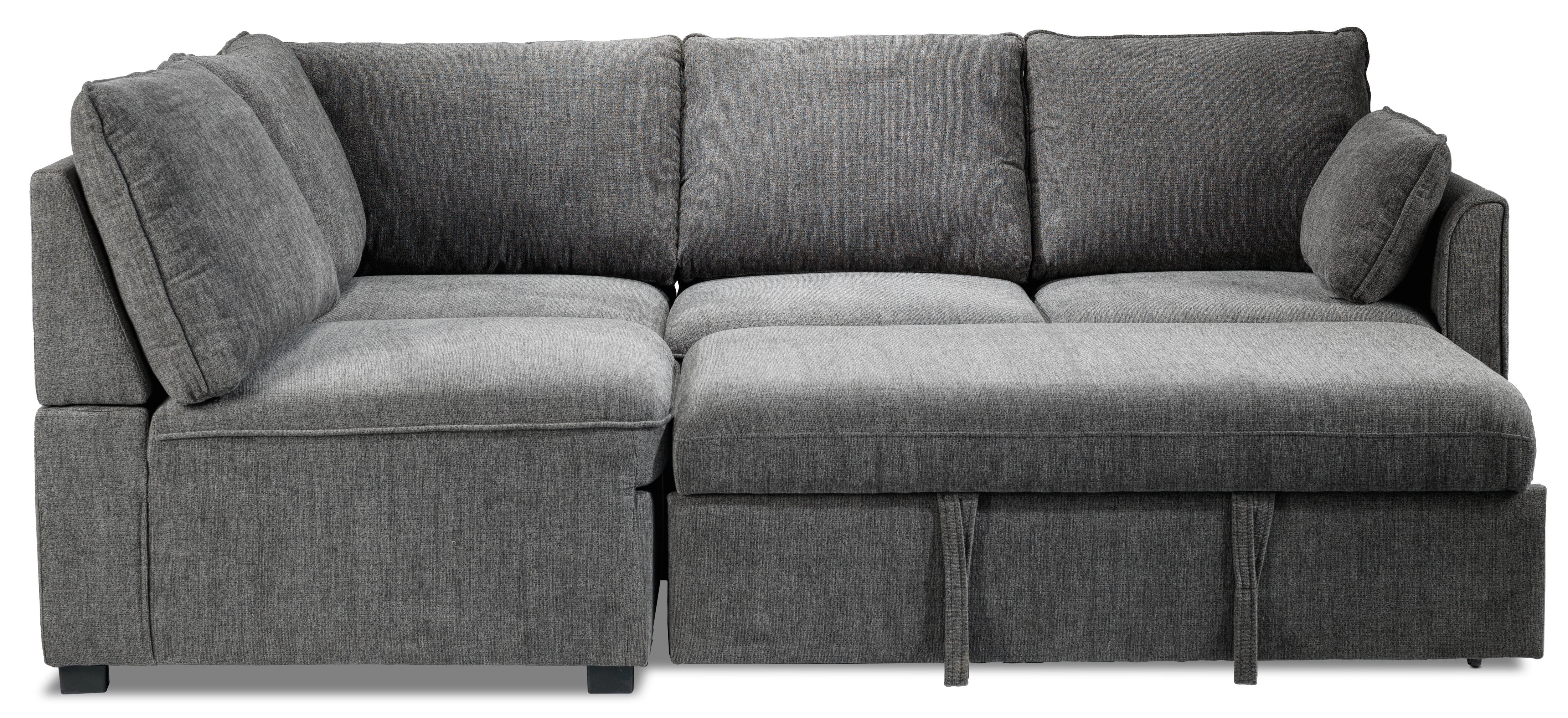 Portland 3-Piece Sectional with Right-Facing Pop-Up Bed - Grey - Image 9