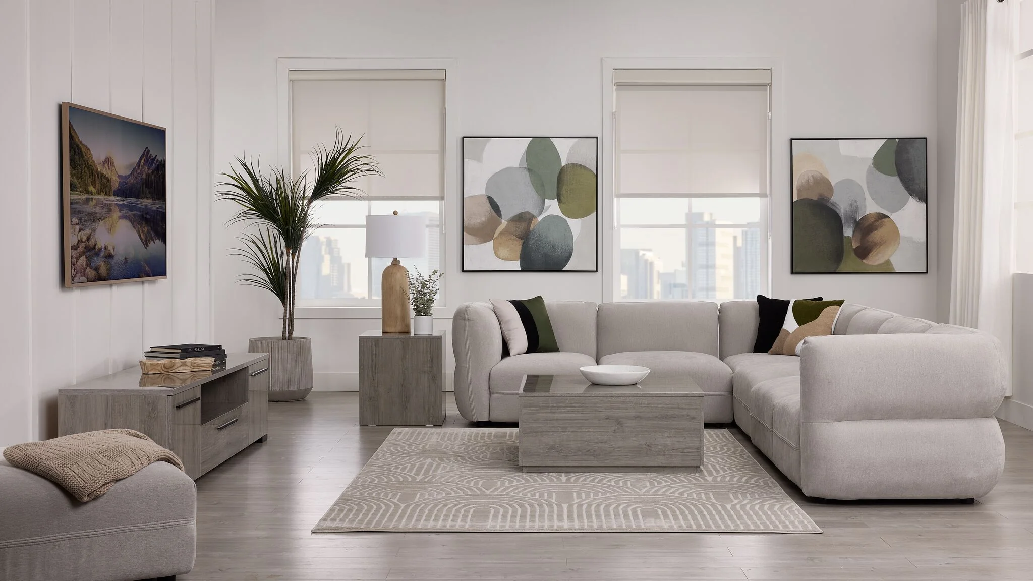 In Full Bloom - Porto 6-Piece Modular Sectional - Taupe - Image 3