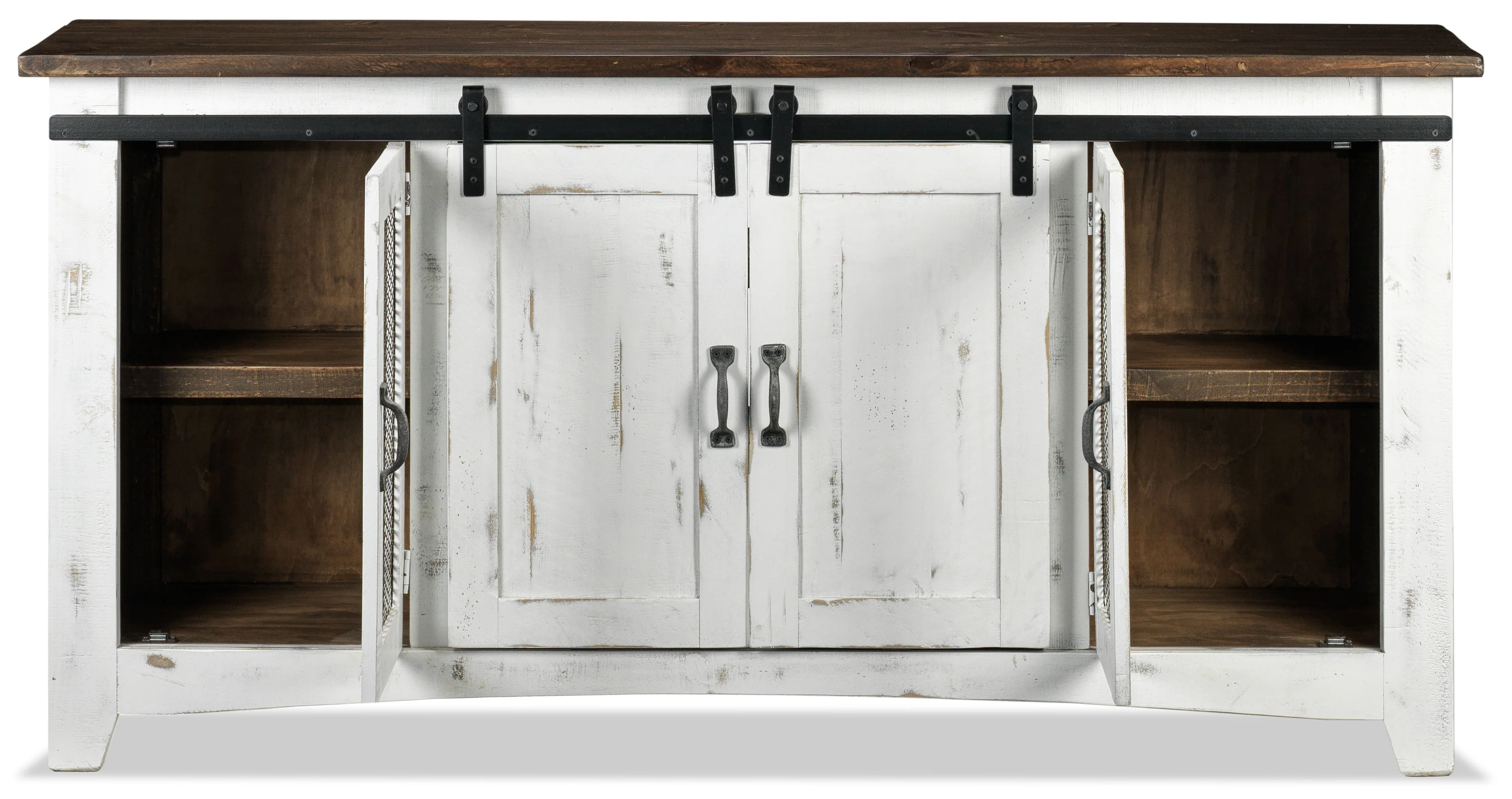 Pueblo 70" TV Stand - Weathered White - Image 4