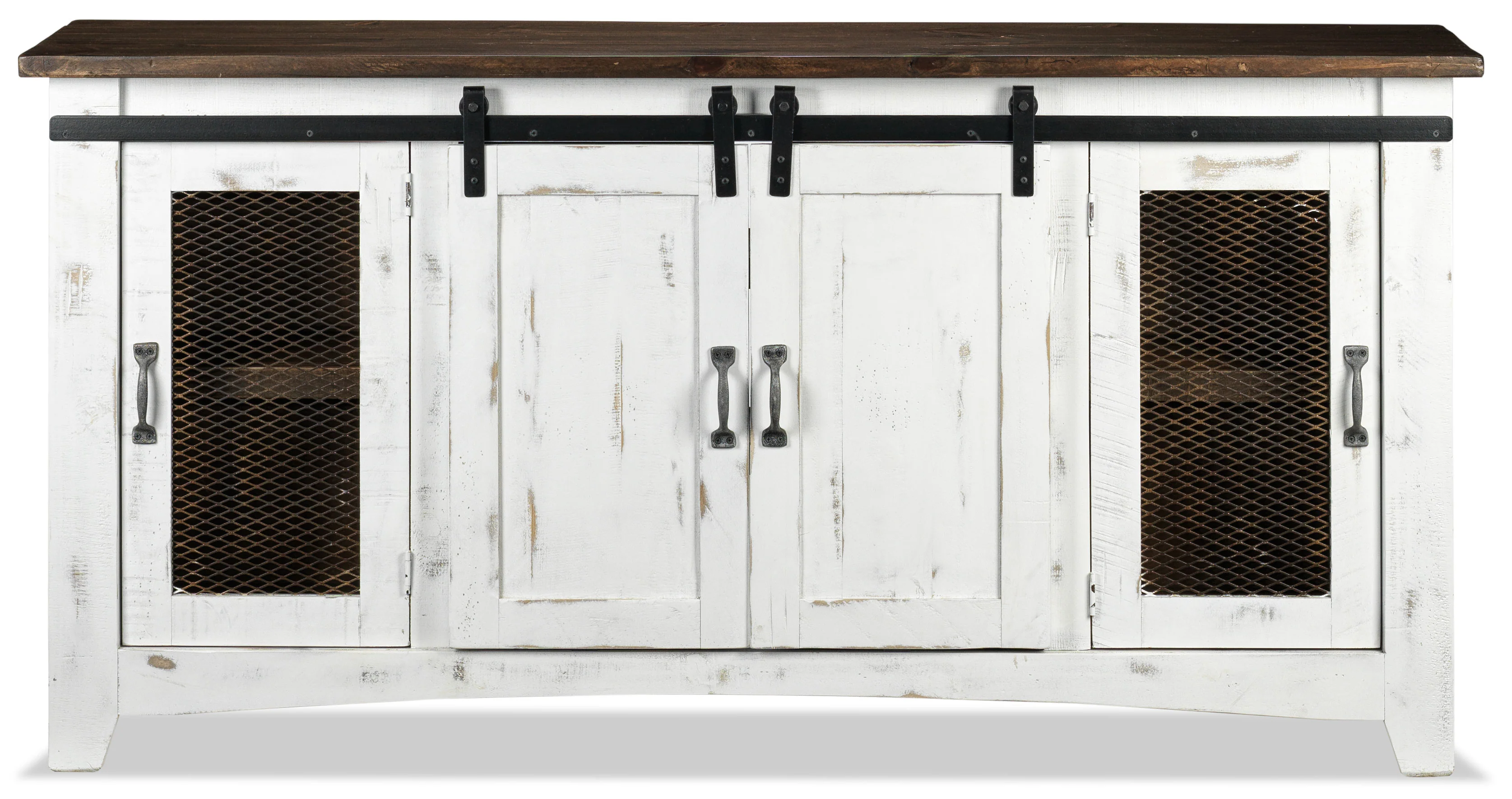 Pueblo 80" TV Stand - Weathered White - Image 3