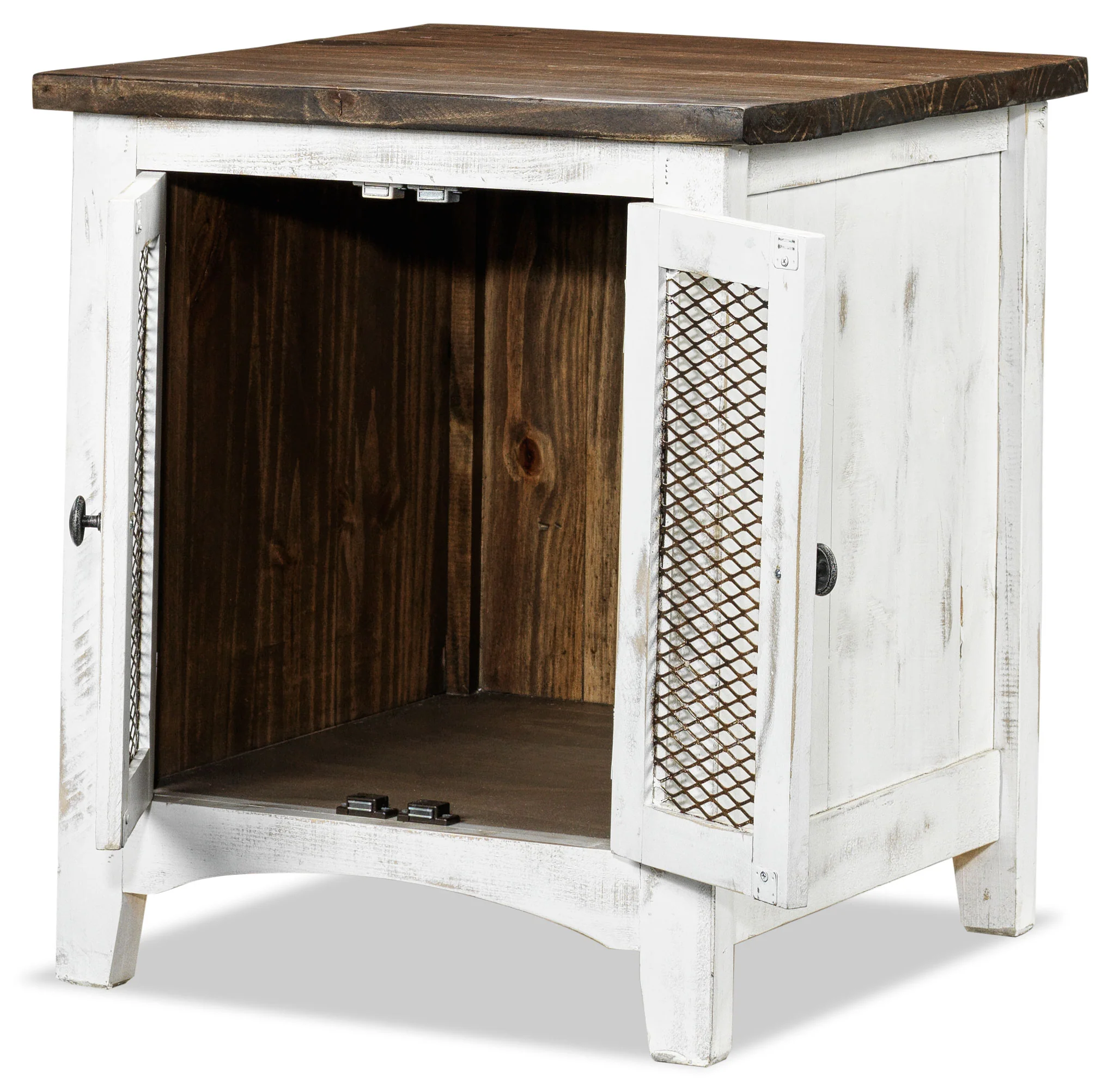 Pueblo 22.75" End Table - Weathered White - Image 2