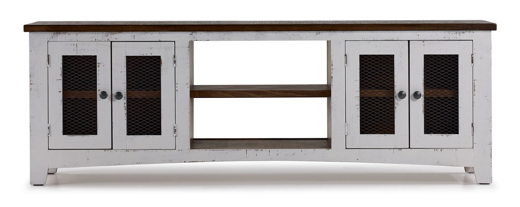 Pueblo 78.75" White Entertainment Unit - Weathered White - Image 3