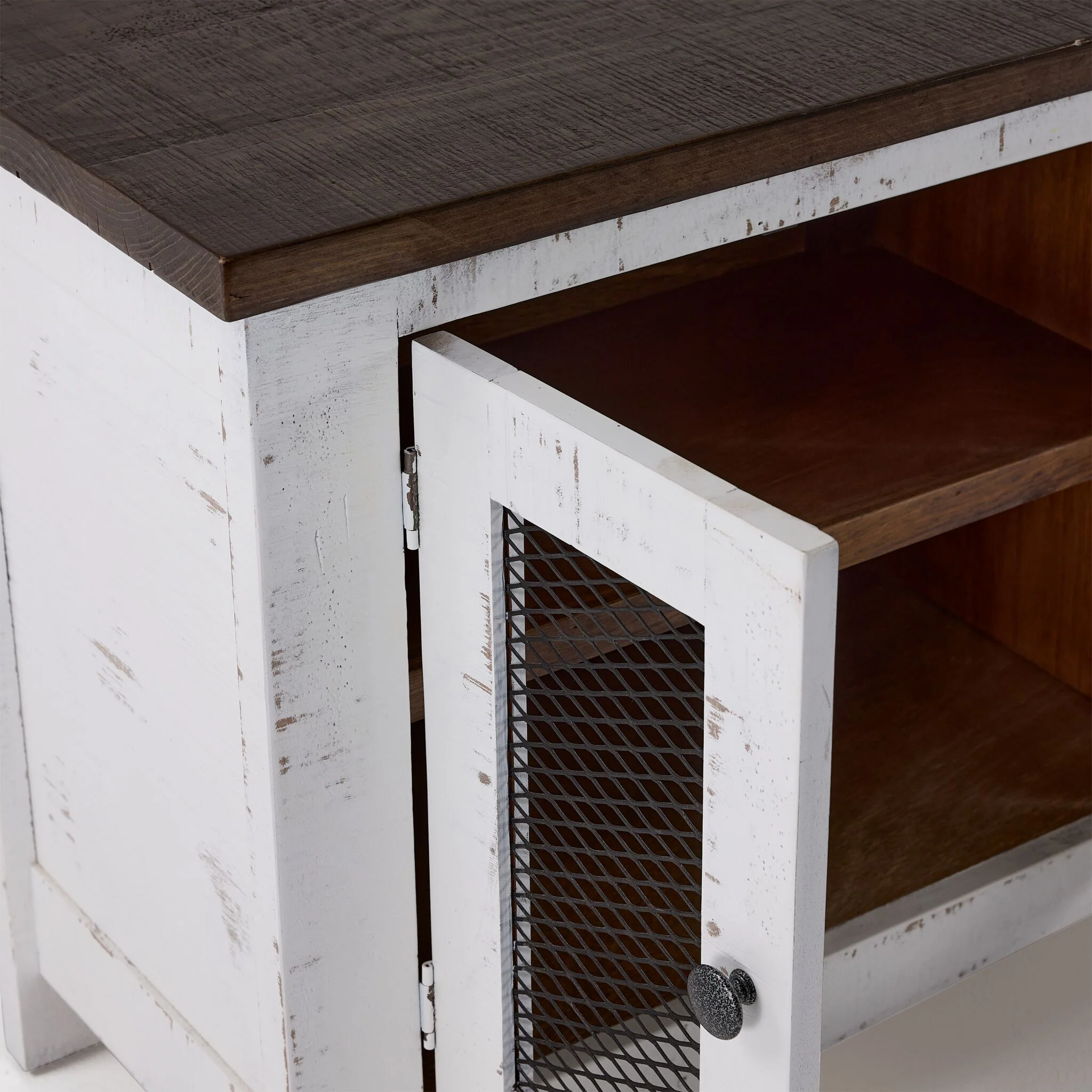 Pueblo 78.75" White Entertainment Unit - Weathered White - Image 4