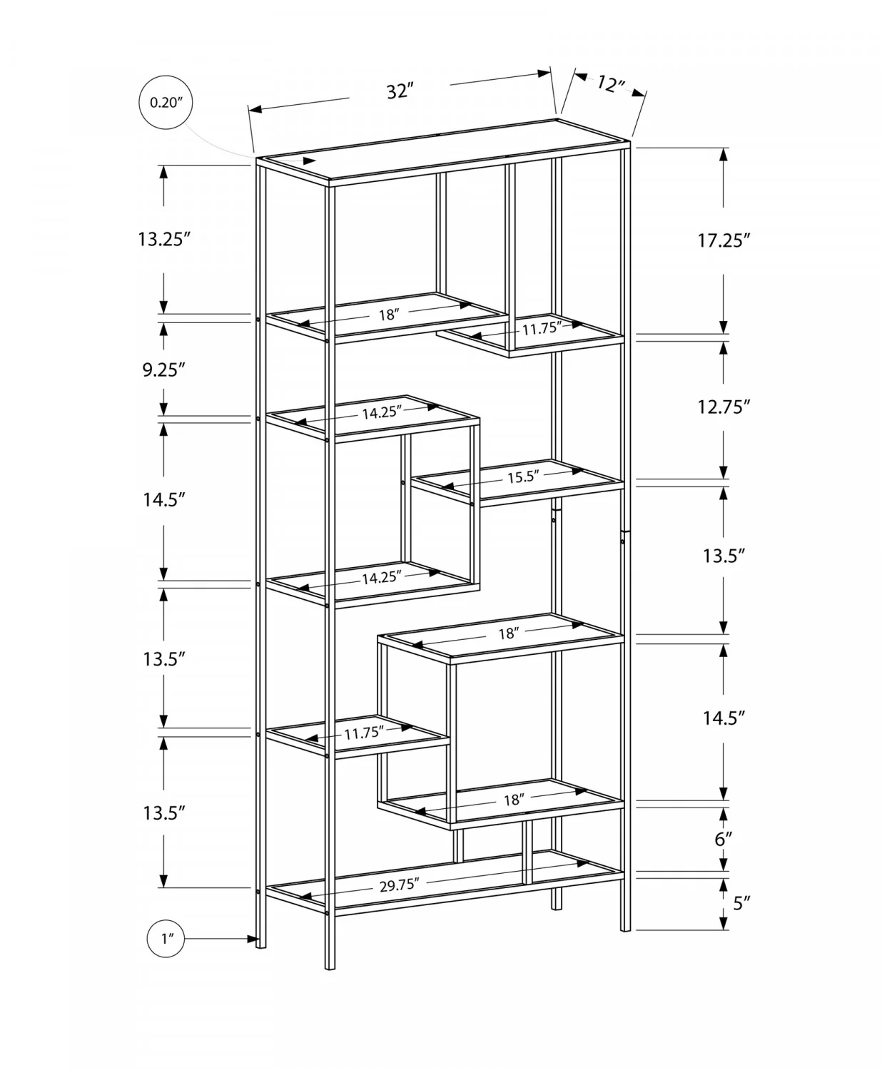 Quin Bookcase - Silver - Image 3
