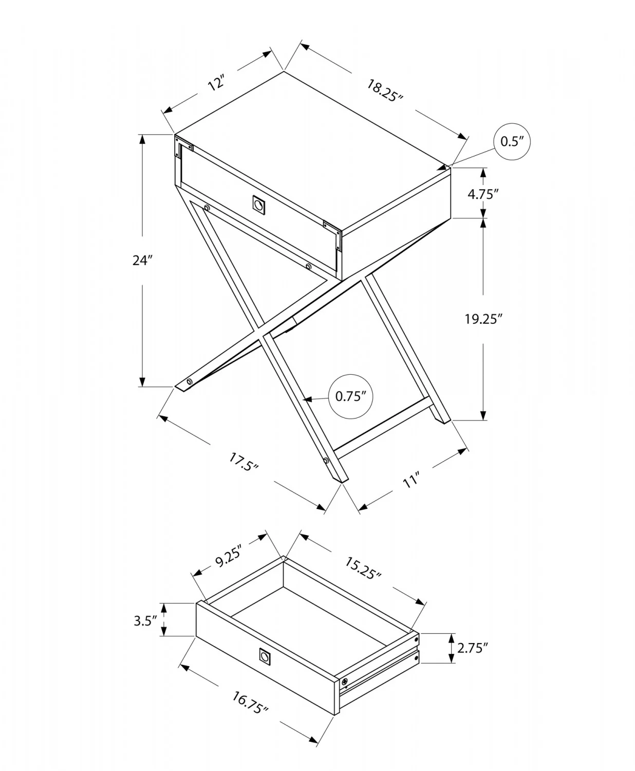 Rane Side Table - Grey - Image 3