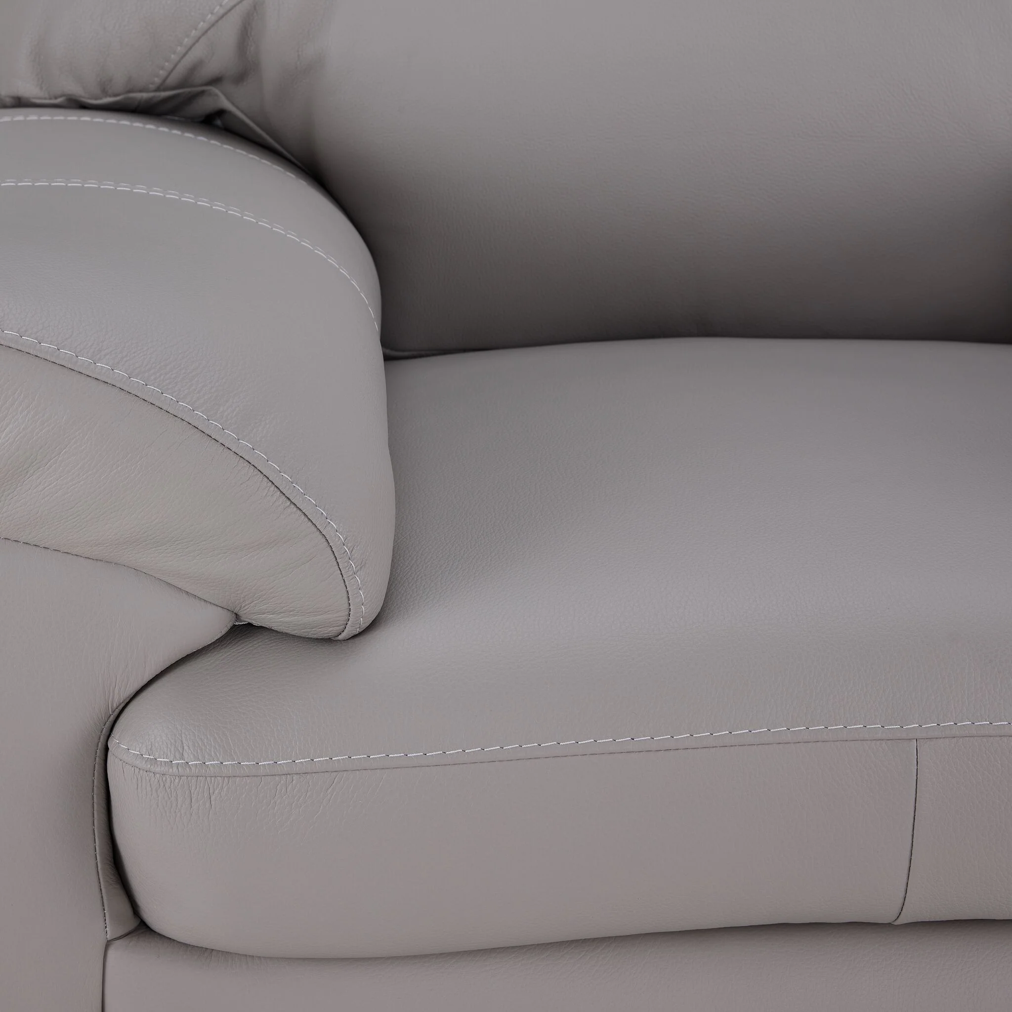 Raphael Leather Sofa and Chair Set - Cloud Grey - Image 4