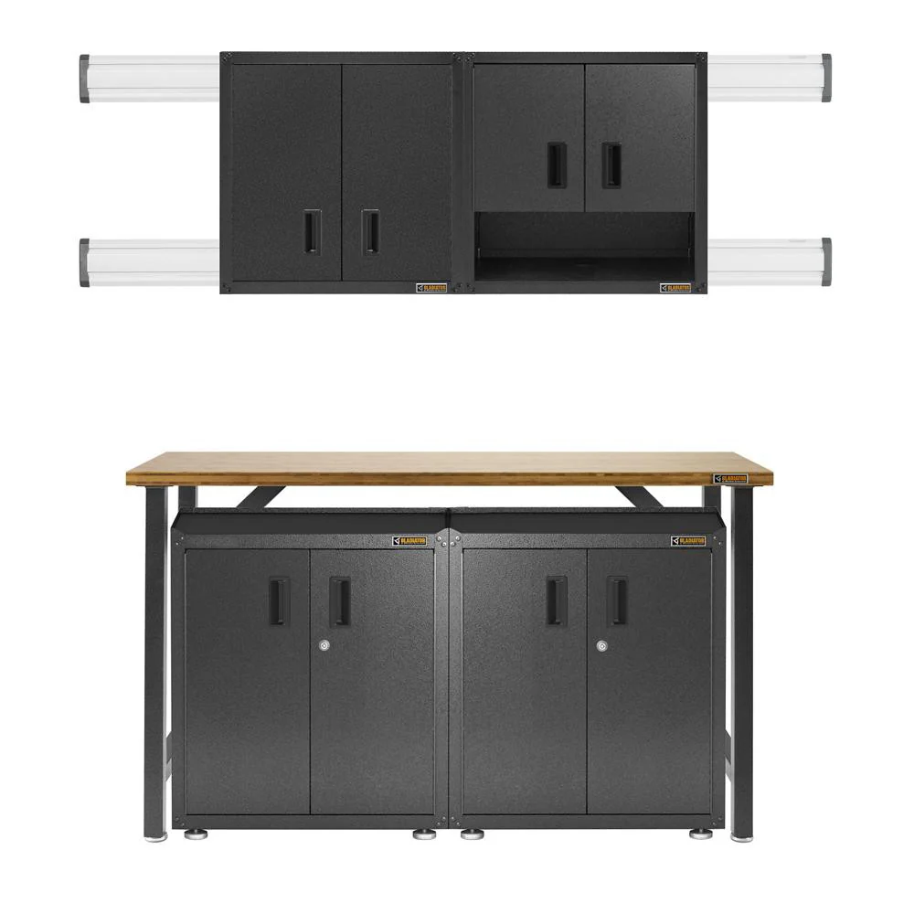 Ready-to-assemble 3/4 Door Wall Gearbox - Hammered Granite Storage Solution - Image 3