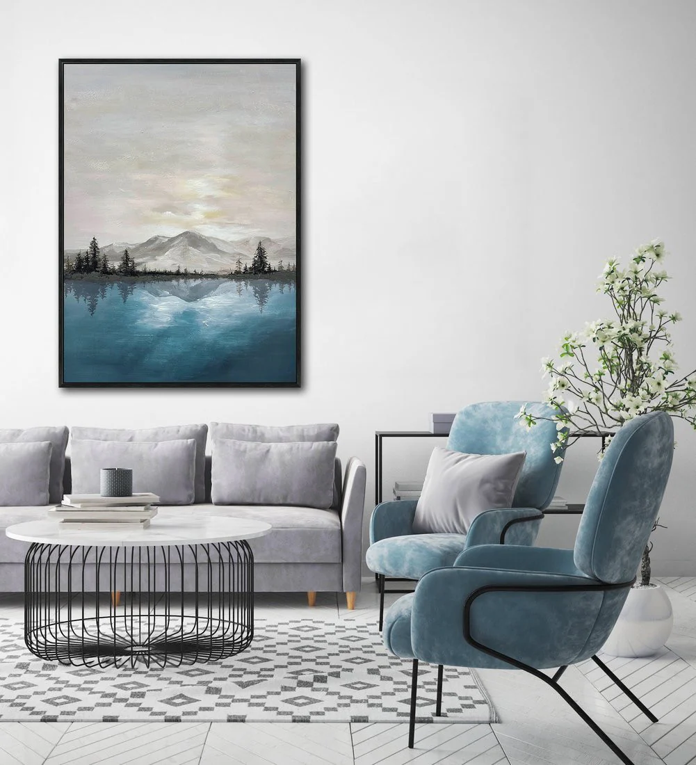 Reflection Point Wall Art - Blue/Grey - 48 X 36 - Image 2