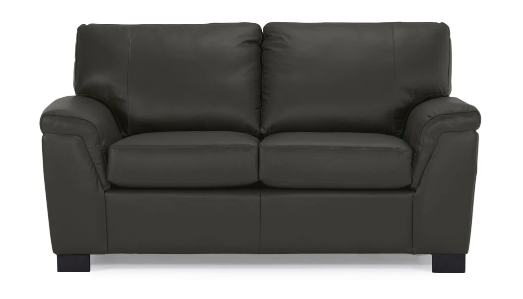 Reynolds Leather Loveseat - Dark Grey - Image 2