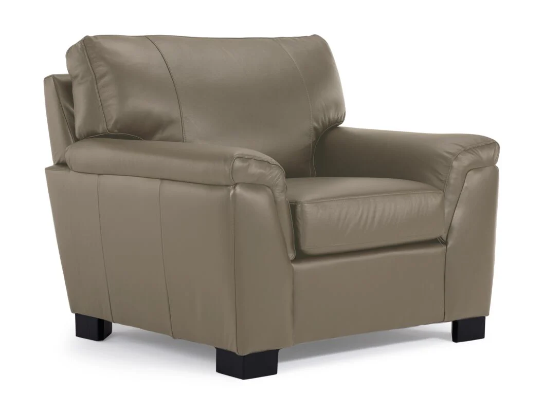 Reynolds Leather Sofa, Loveseat and Chair Set - Grey - Image 4