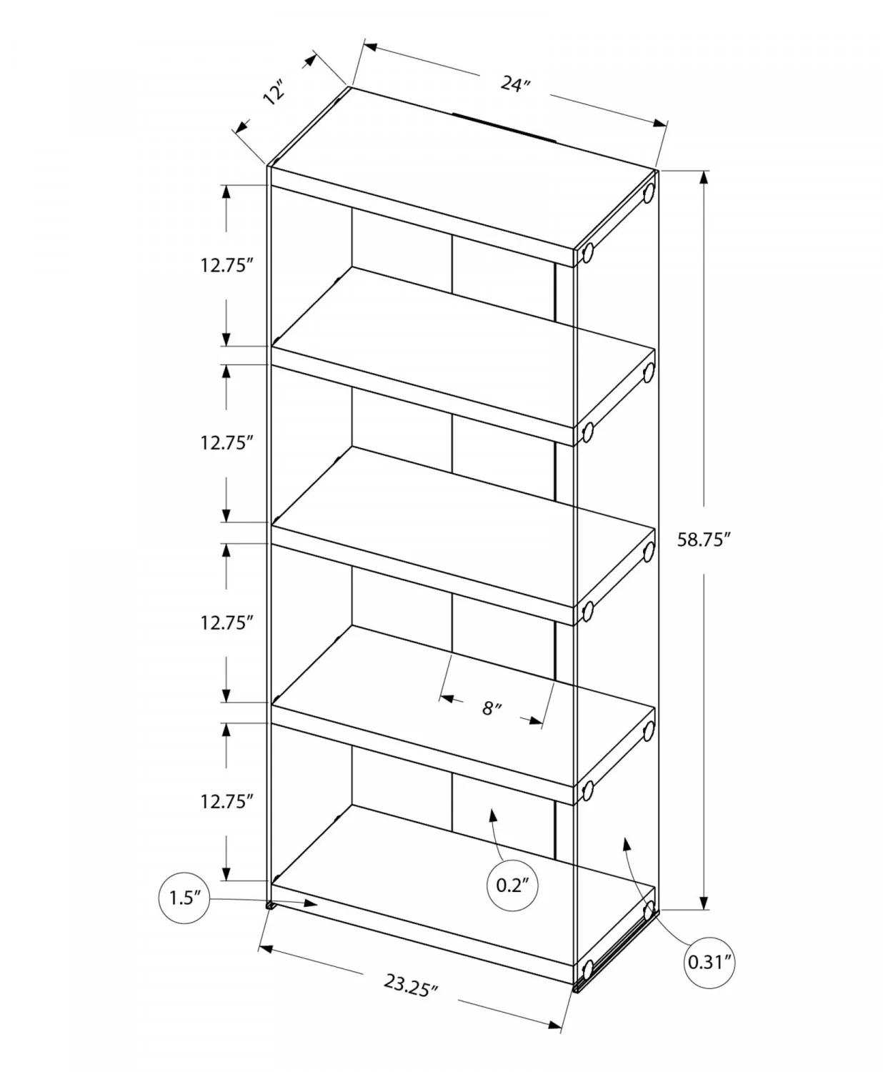 Rilka Bookcase - White - Image 3