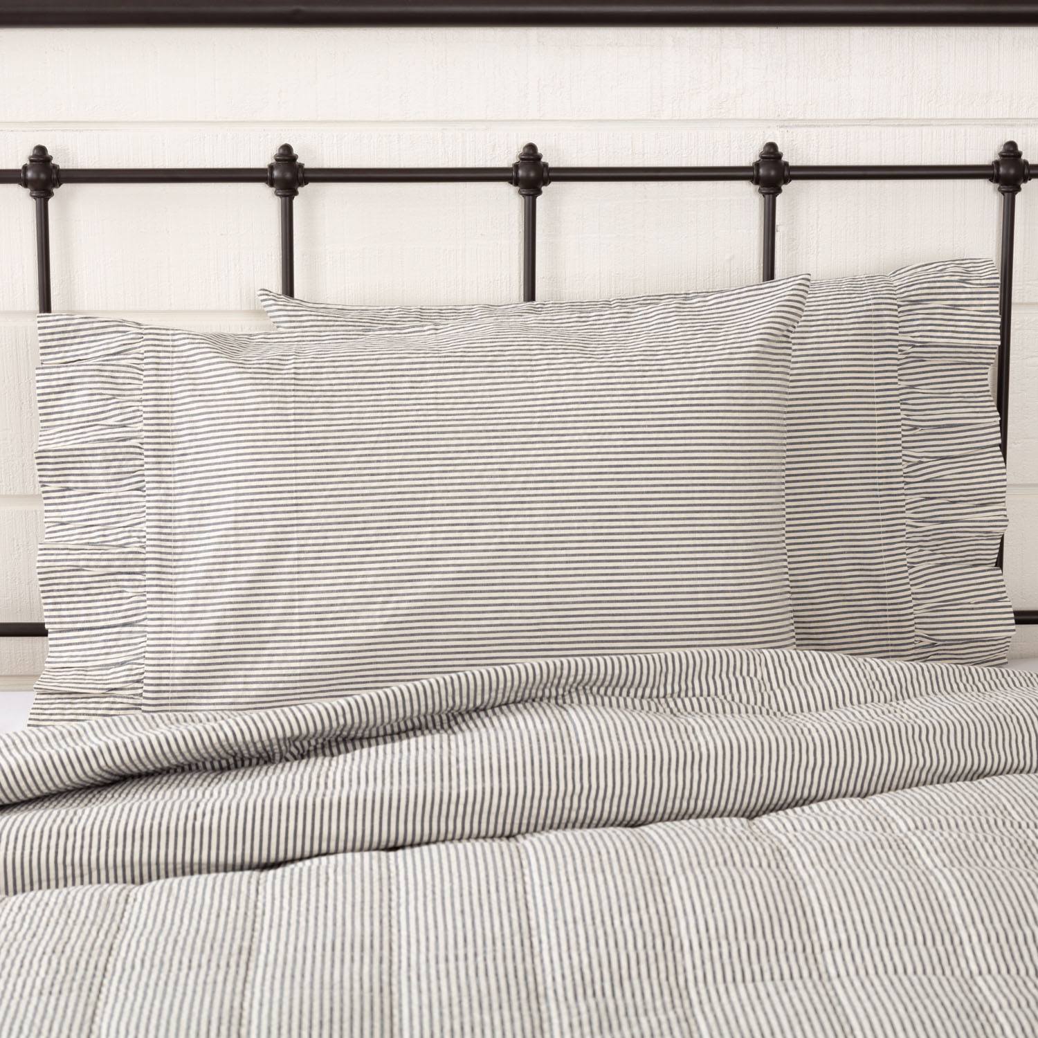 Riverton Standard Pillow Case - Blue/White - Set of 2 - Image 2