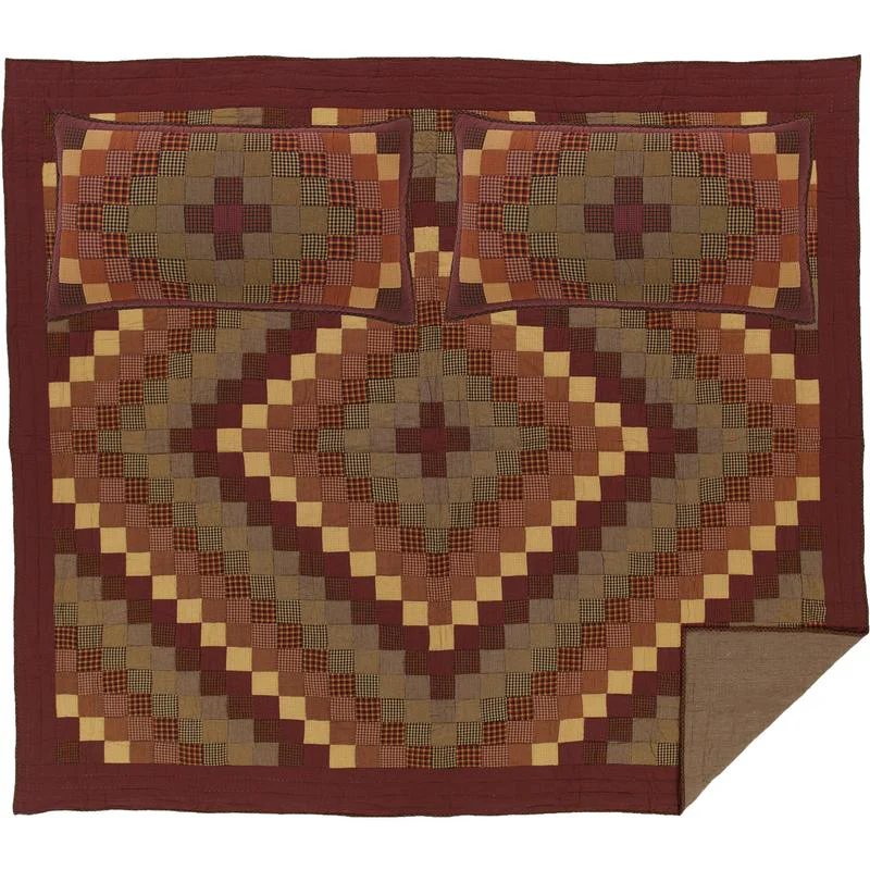 Roosevelt King Quilt Set - Burgundy/Mustard - Image 2