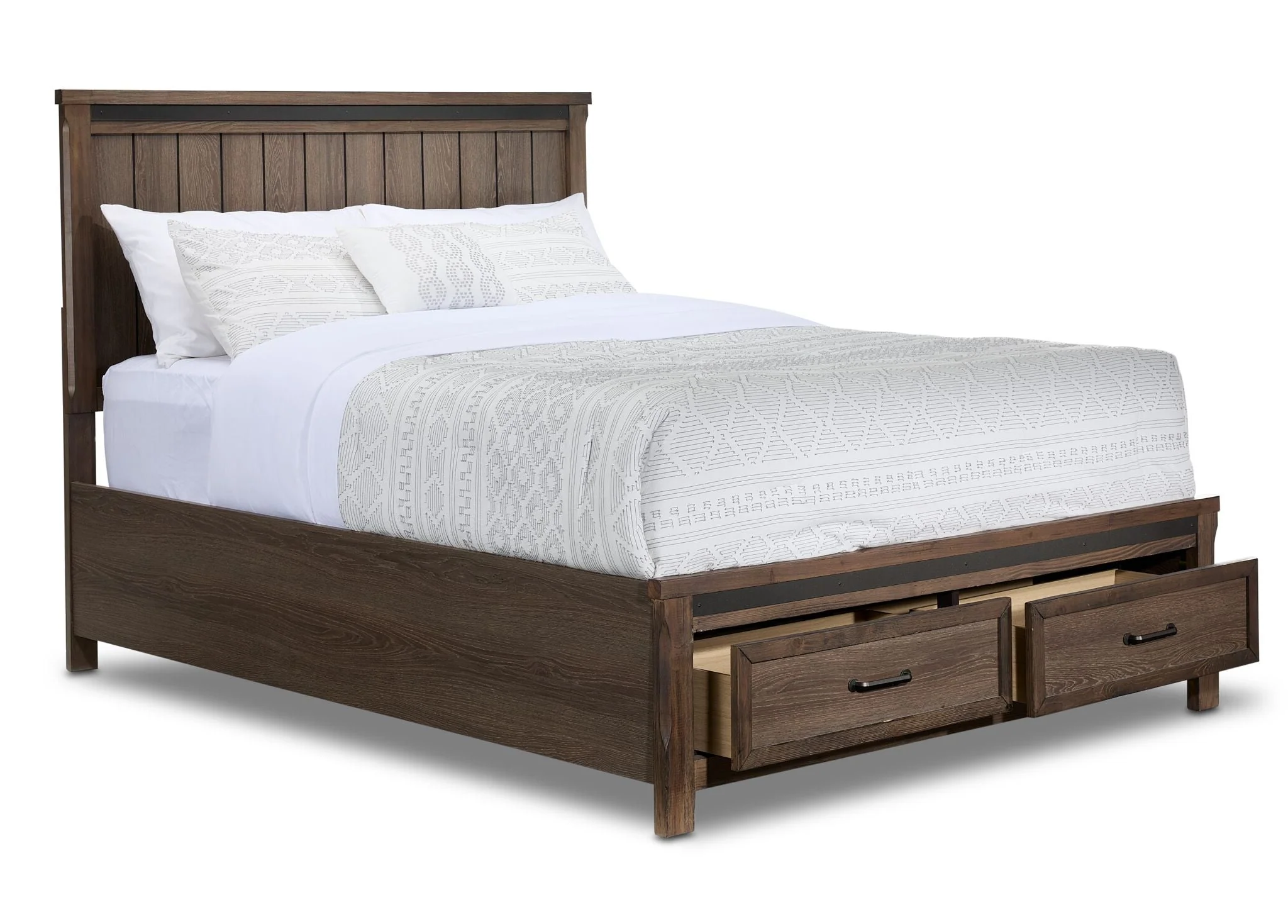 Rossco 3-Piece Queen Storage Bed - Rustic Oak - Image 3