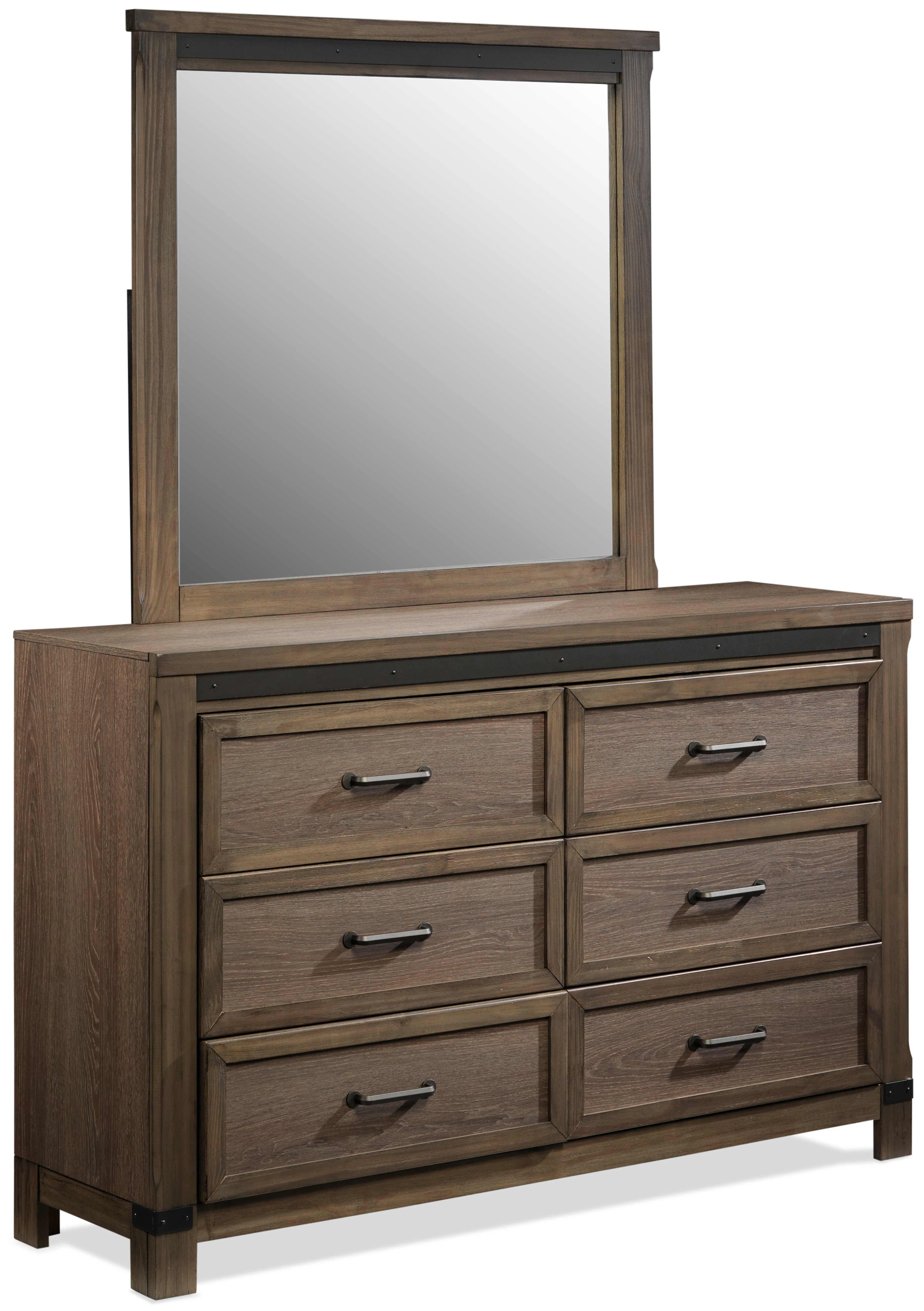 Rossco 6-Drawer Dresser - Rustic Oak - Image 2