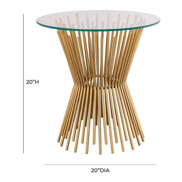 Rossio Pedestal Glass End Table - Satin Gold - Image 6