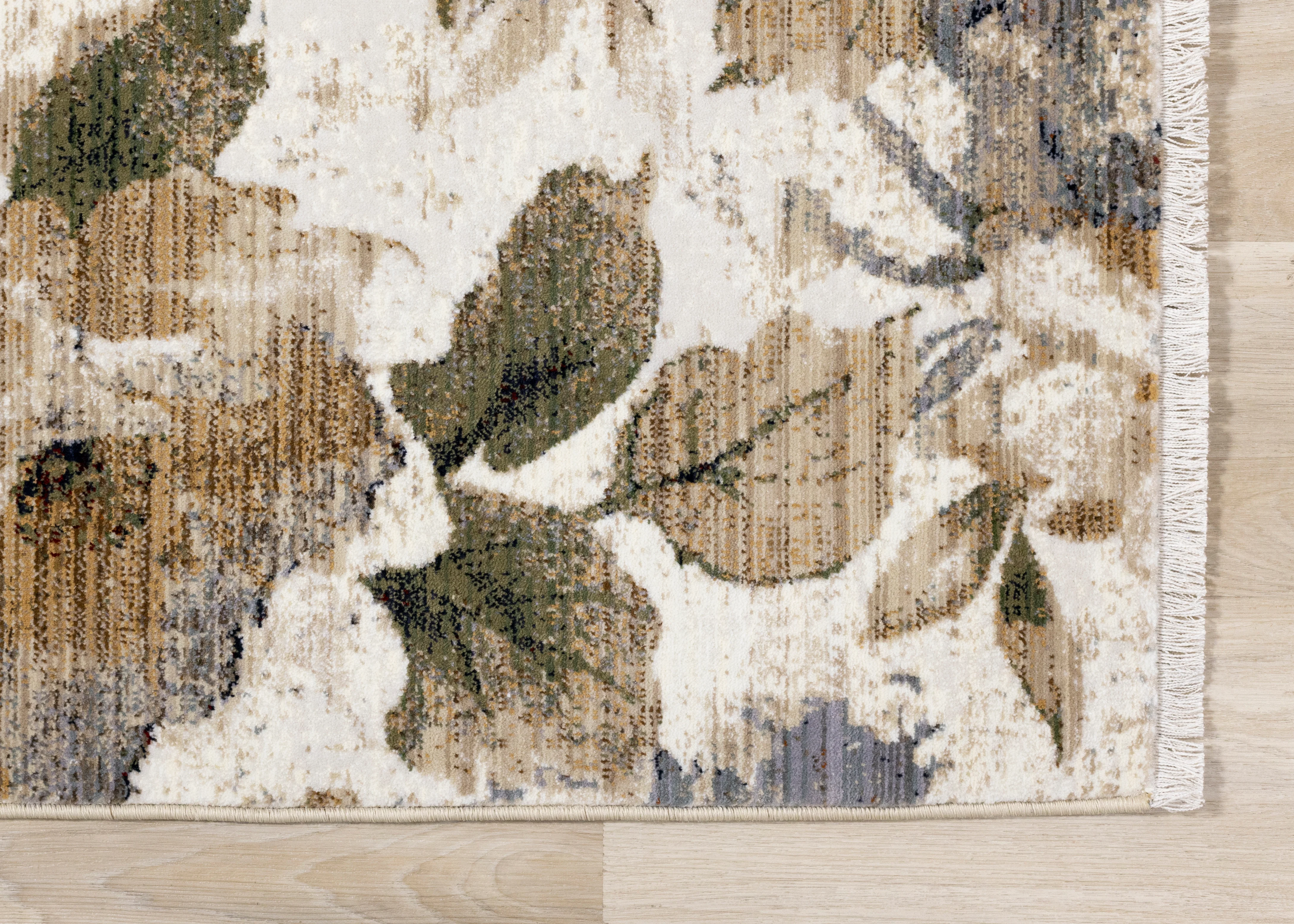 Rustic Garden 5'3" x 7'7" Warm Toned Floral Print Area Rug - Cream - Image 4