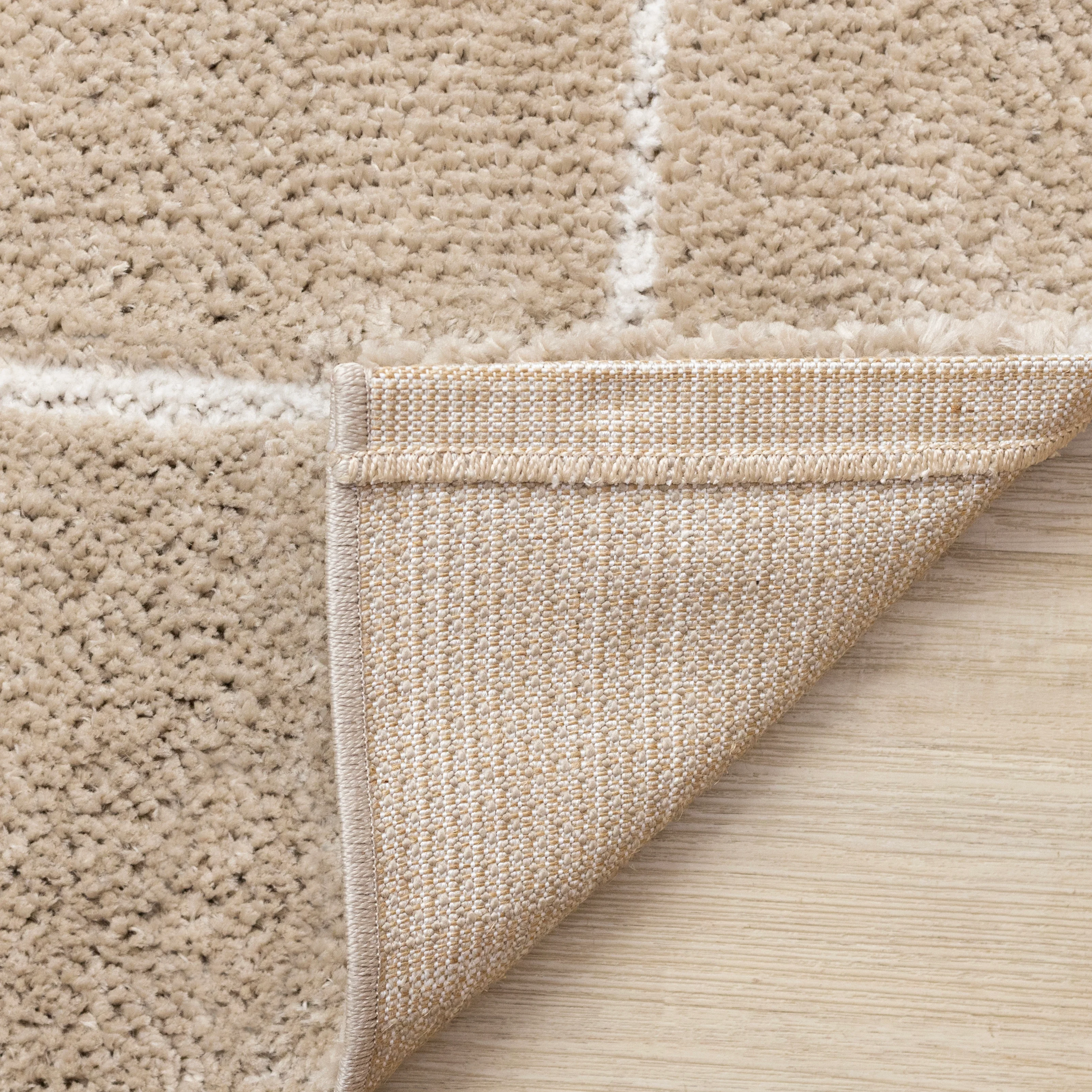 Sable Grid 7'10" x 10'6" Broken Grid Pattern Area Rug - Light Brown, Cream - Image 5