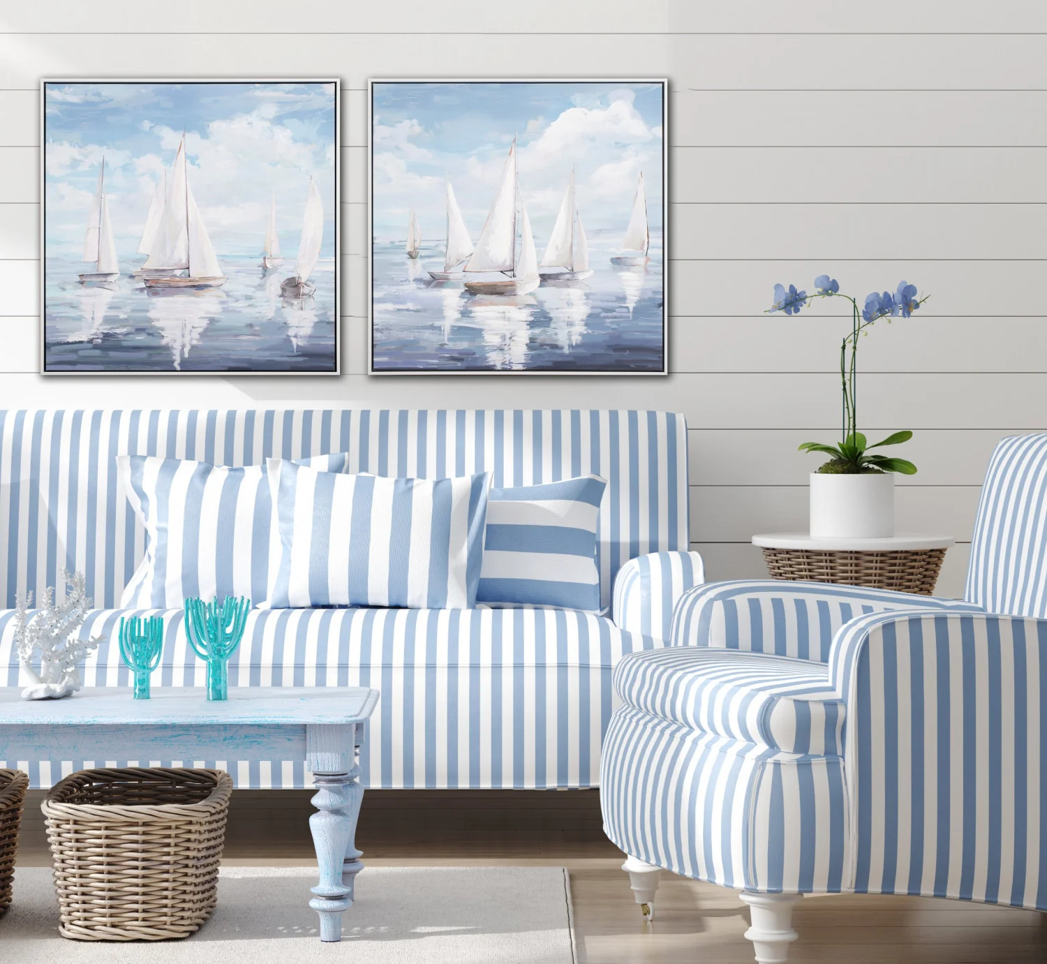 Sails in the Sky I Wall Art - Blue/White - 20 X 20 - Image 2