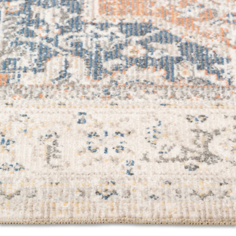Salsa Medallion Outdoor Rug - 6' x 9' - Orange/Blue - Image 4