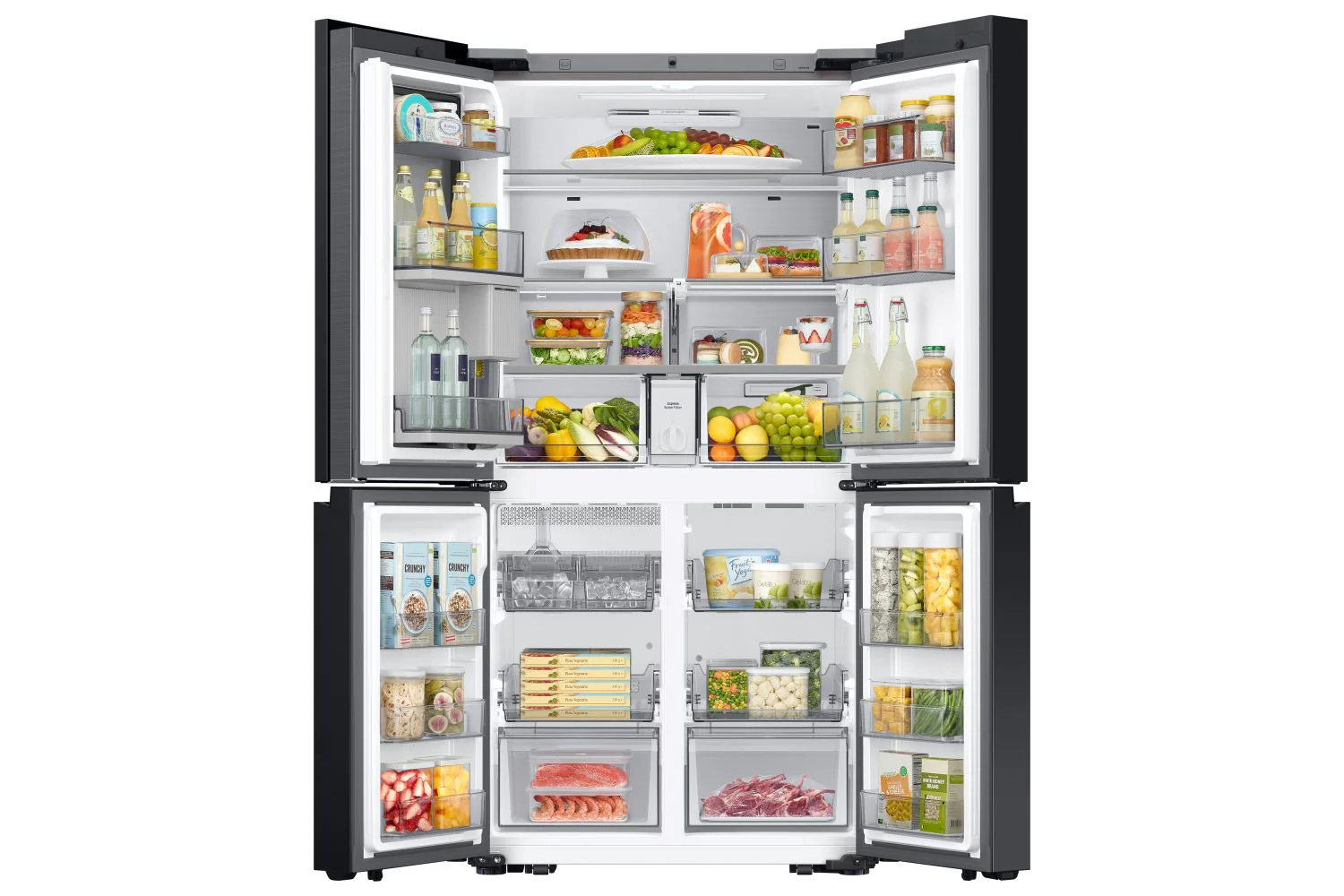 Samsung BESPOKE 36" 22.5 Cu. Ft. Stainless Steel 4-Door Flex French Door Refrigerator with AI Family Hub+ - RF23DB9900QDAC - Image 4