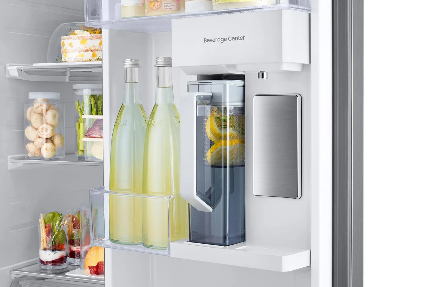 Samsung BESPOKE 36" 22.6 Cu. Ft. White Glass Side-by-Side Refrigerator with Beverage Center - RS23CB760012AA - Image 8