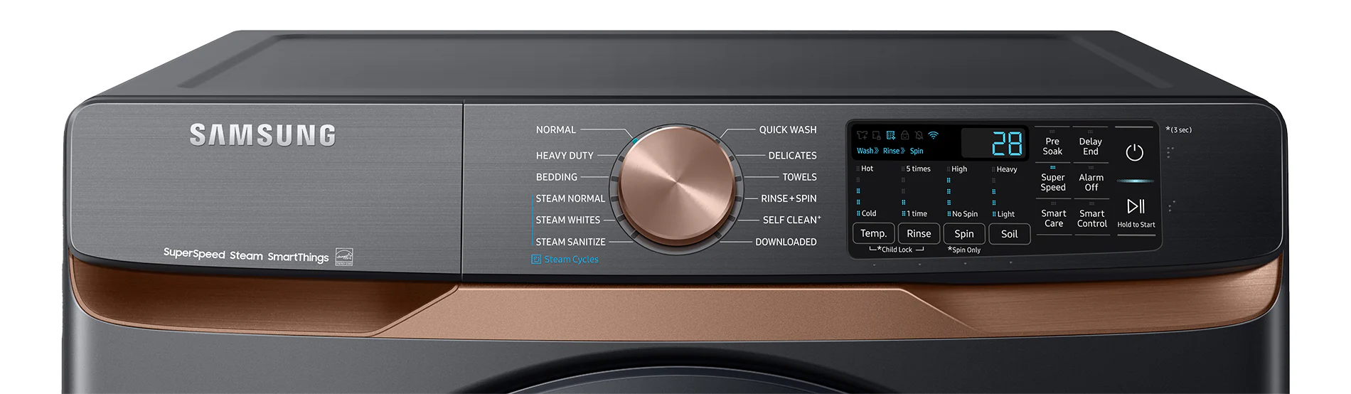 Samsung Black Stainless Steel Front Load Washer with Large Capacity and Super Speed (5.8cu.ft) - WF50BG8300AVUS - Image 4