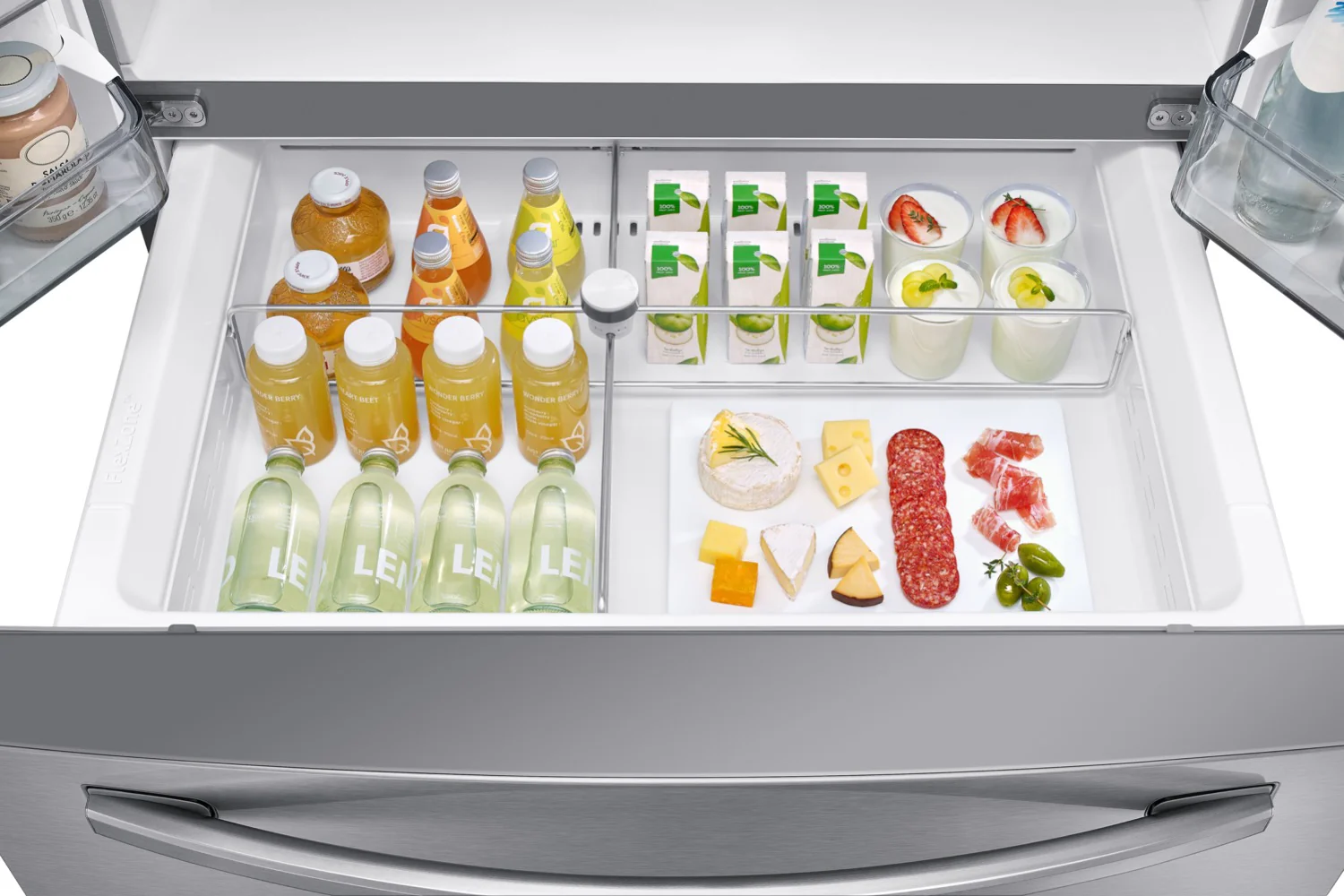 Samsung Stainless Steel 4-Door French Door Refrigerator With FlexZone Drawer (28 Cu.Ft) - RF28R7201SR/AA - Image 3