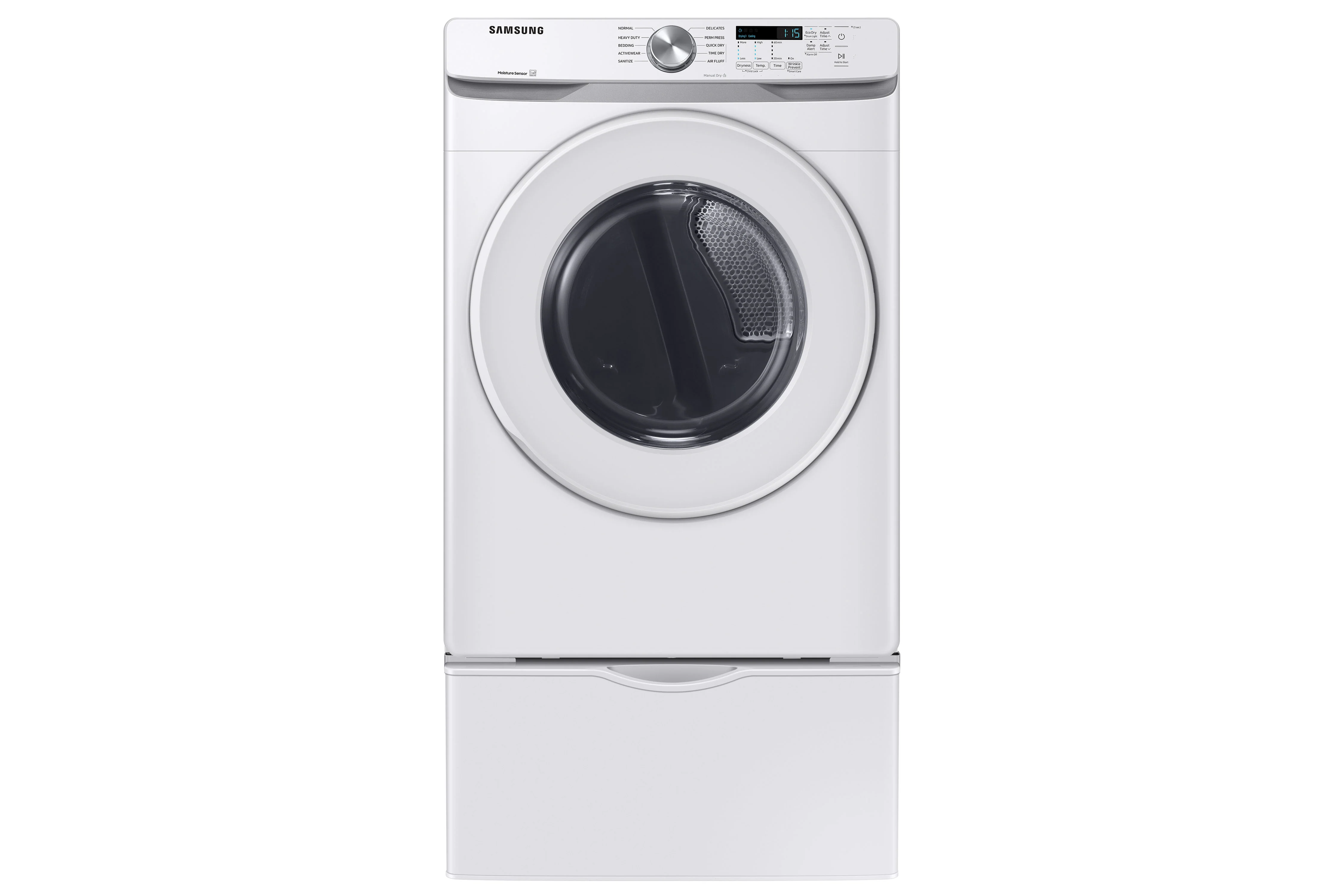 Samsung White Front Load Electric Dryer with Shallow Depth (7.5 Cu.Ft) - DVE45T6005W/AC - Image 8