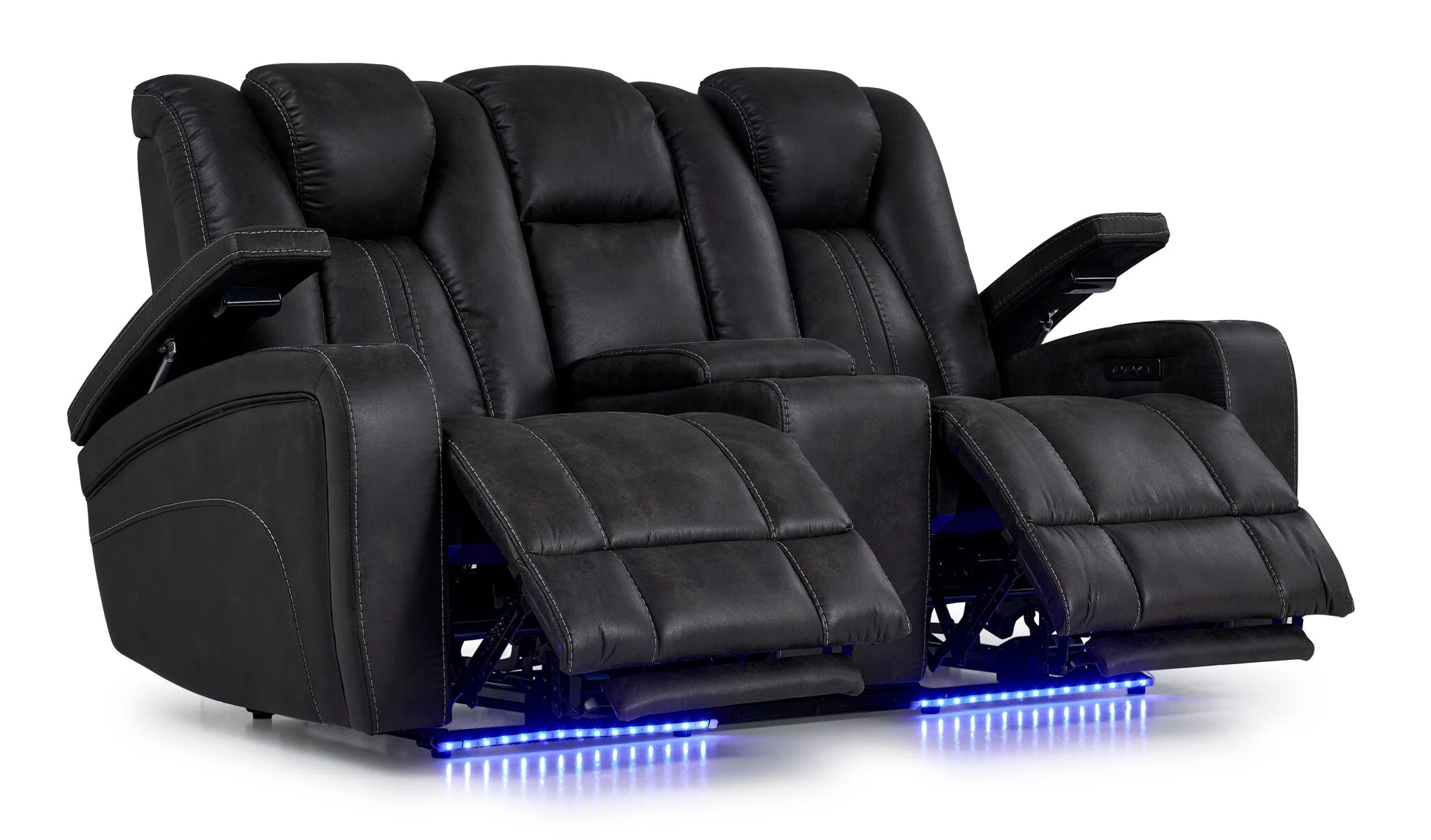 San Antonio Dual Power Reclining Loveseat with Console - Grey - Image 4
