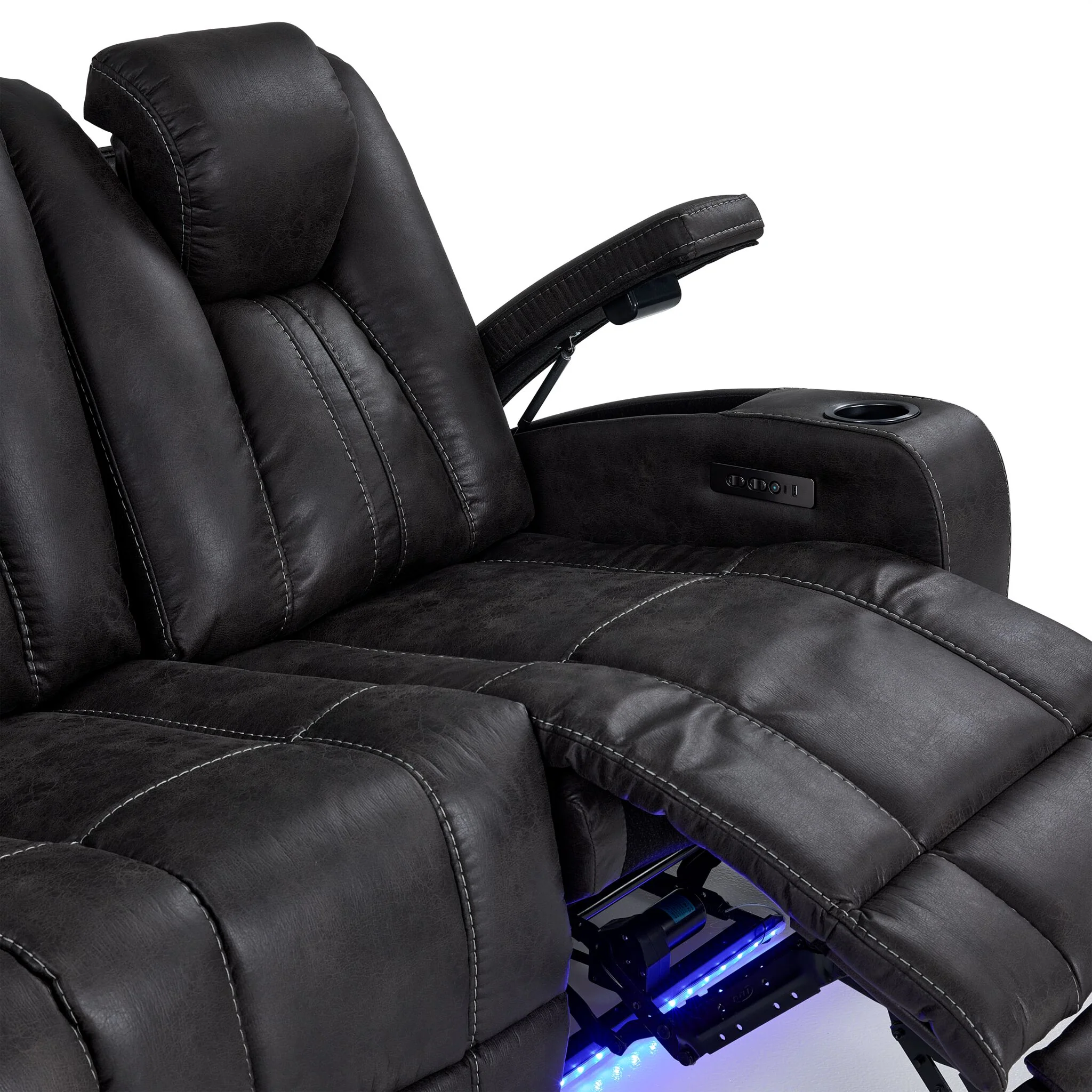 San Antonio Dual Power Reclining Sofa - Grey - Image 12