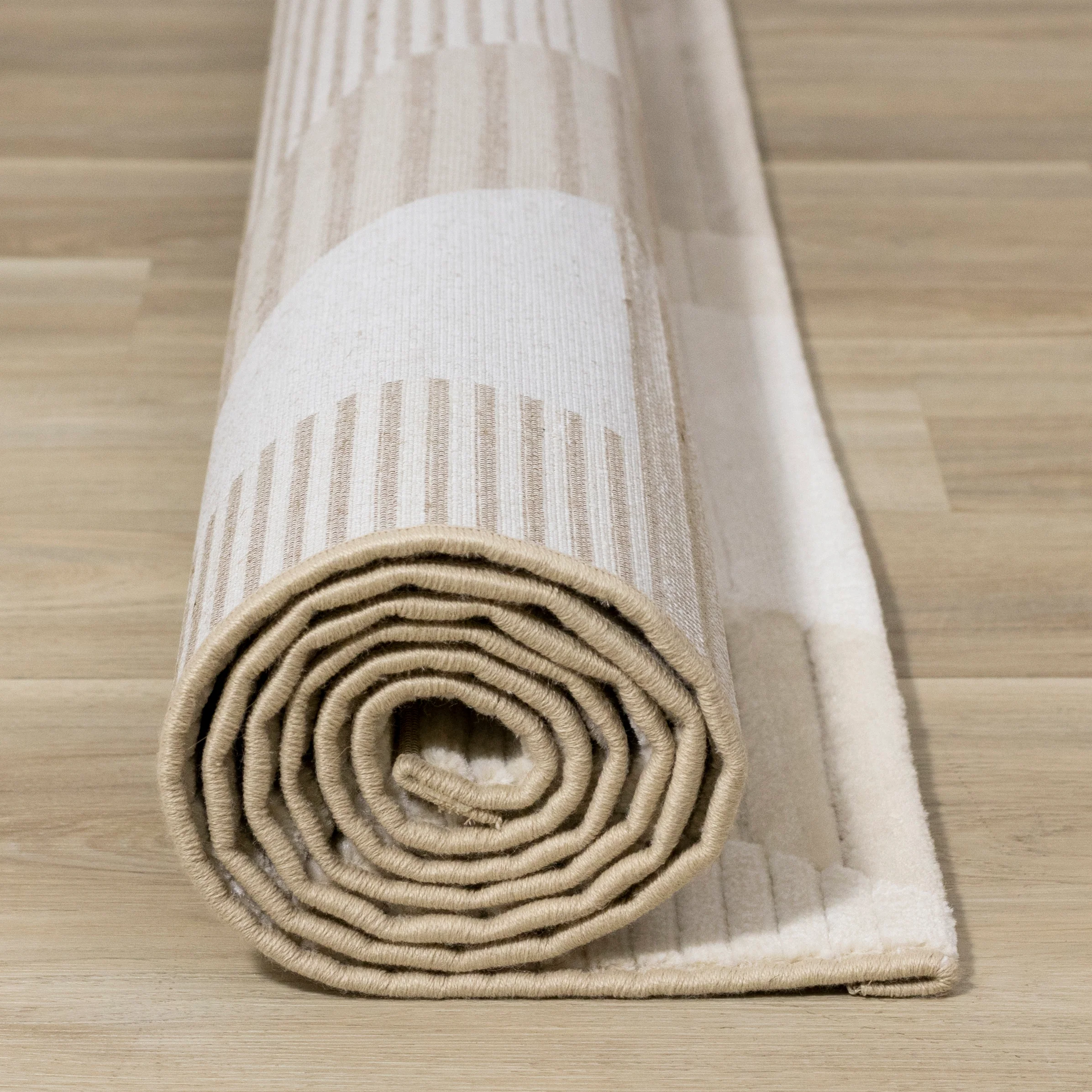 Sandstone Plains 5'3" x 7'7" Elegant Contemporary Geometric Pattern Area Rug - Cream - Image 9